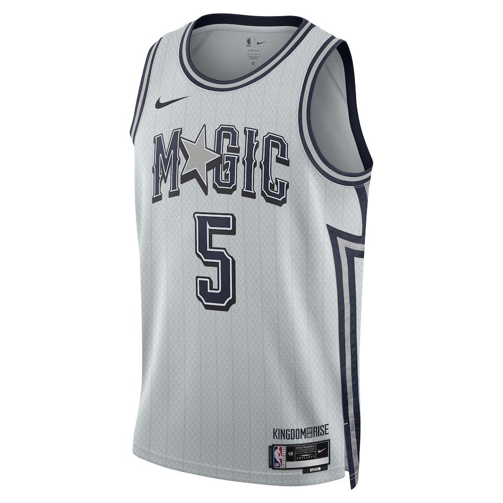 Alternative view of Paolo Banchero 5 Orlando Magic Unisex 2024/25 Swingman Player Jersey - City Edition - Silver - JS203 