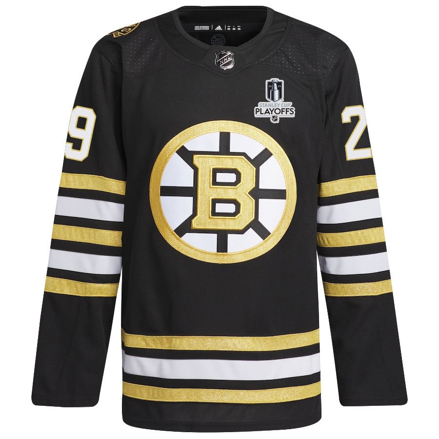 Alternative view of Parker Wotherspoon 29 Boston Bruins 2024 NHL Playoffs Patch Home Jersey - Men, Black - JS939 