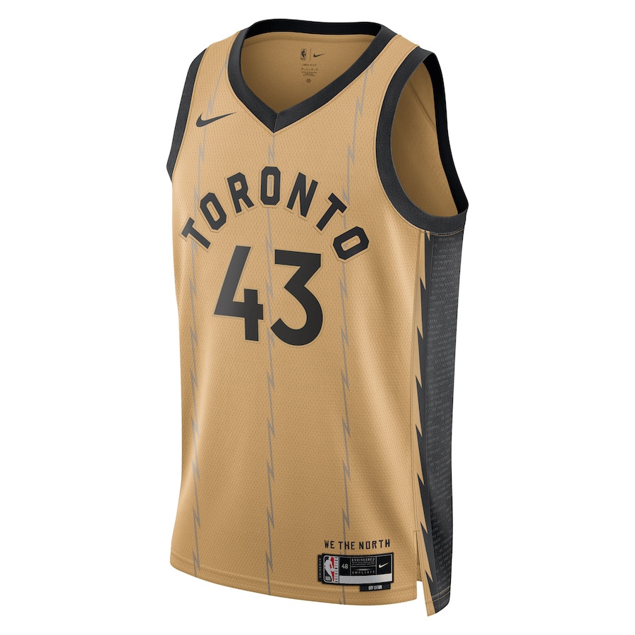 Alternative view of Pascal Siakam 43 Toronto Raptors 2023/24 City Edition Swingman Jersey - Gold - JS970 