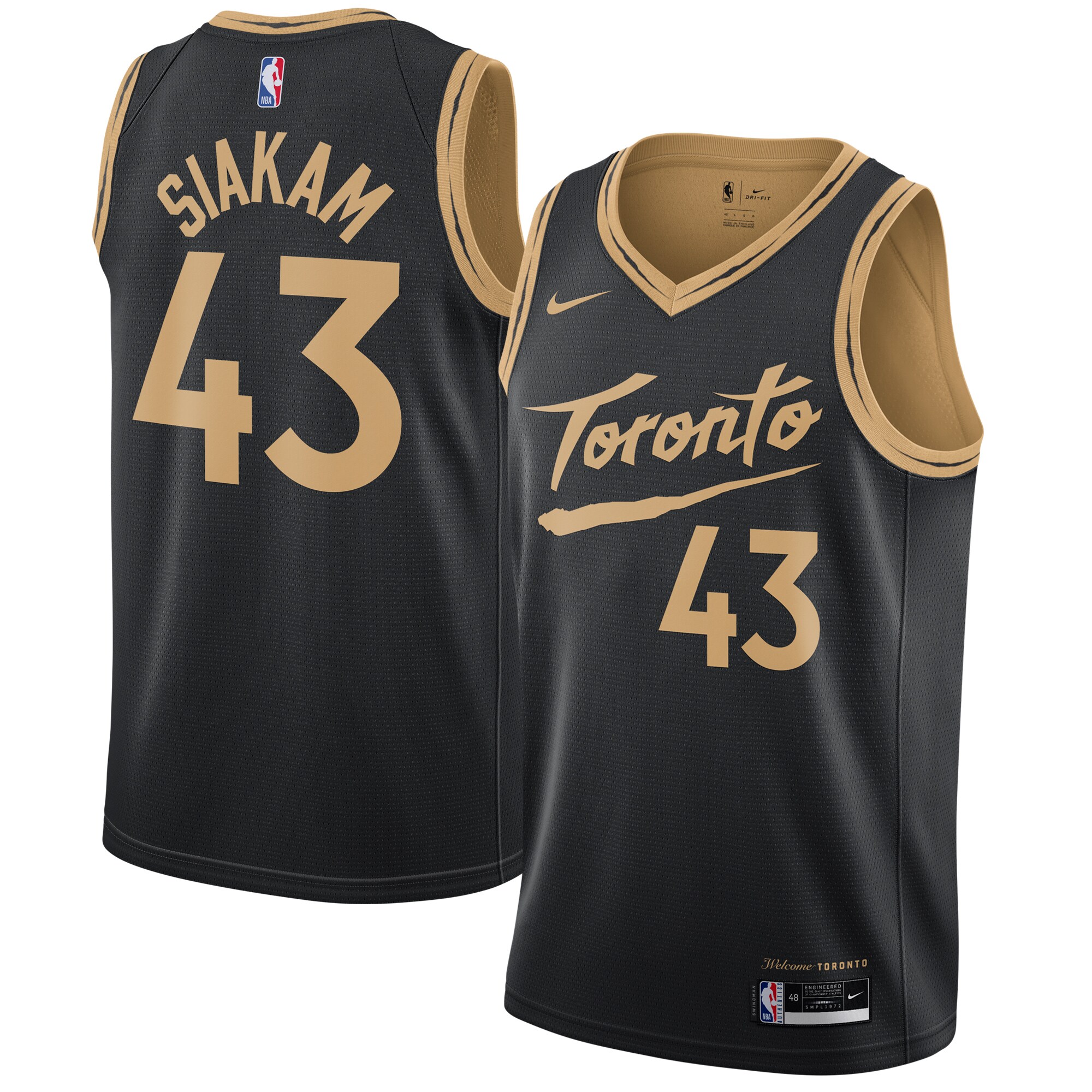 Alternative view of Pascal Siakam Toronto Raptors 2020/21 Swingman Jersey Black - City Edition