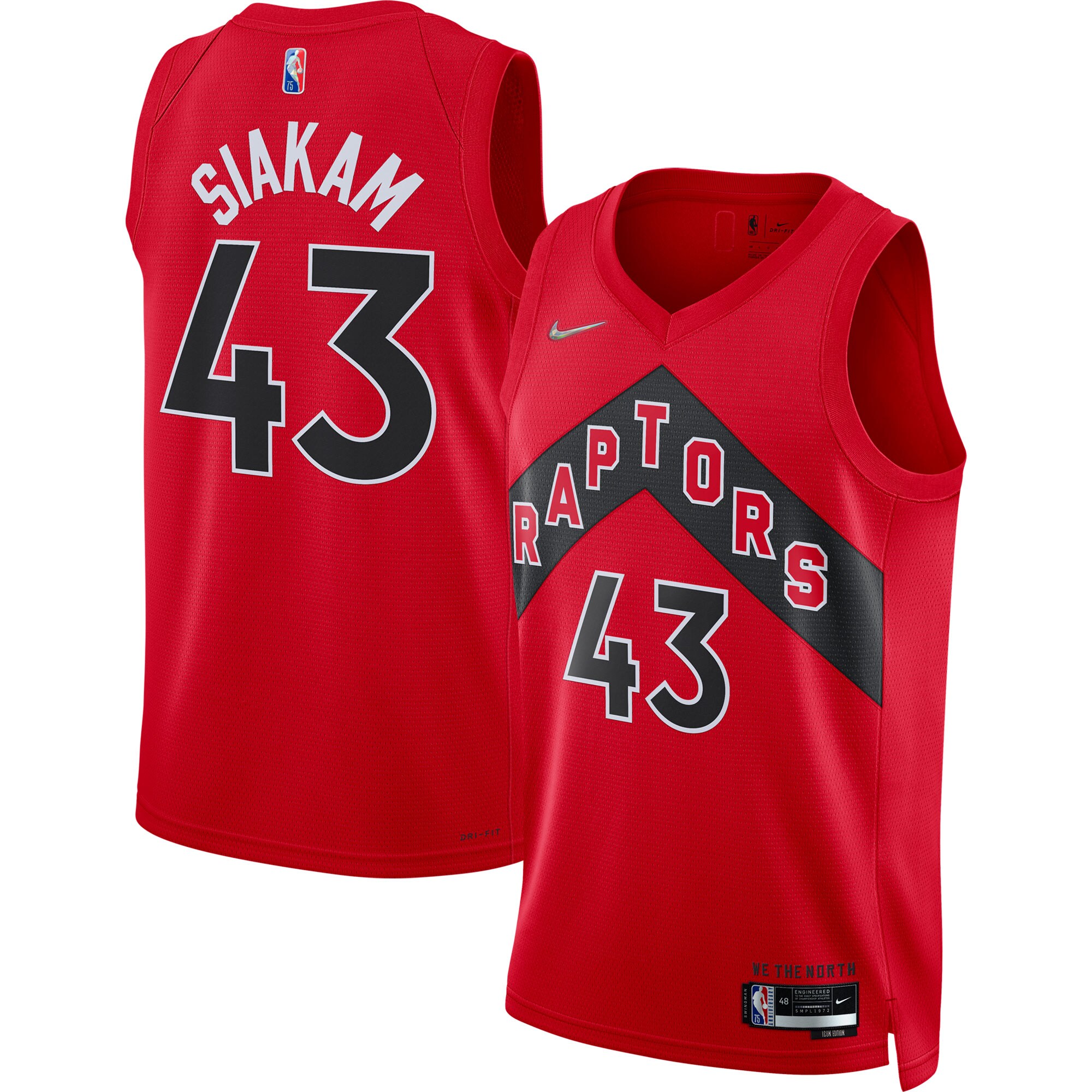 Alternative view of Pascal Siakam Toronto Raptors 2021/22 Diamond Swingman Jersey - Icon Edition - Red