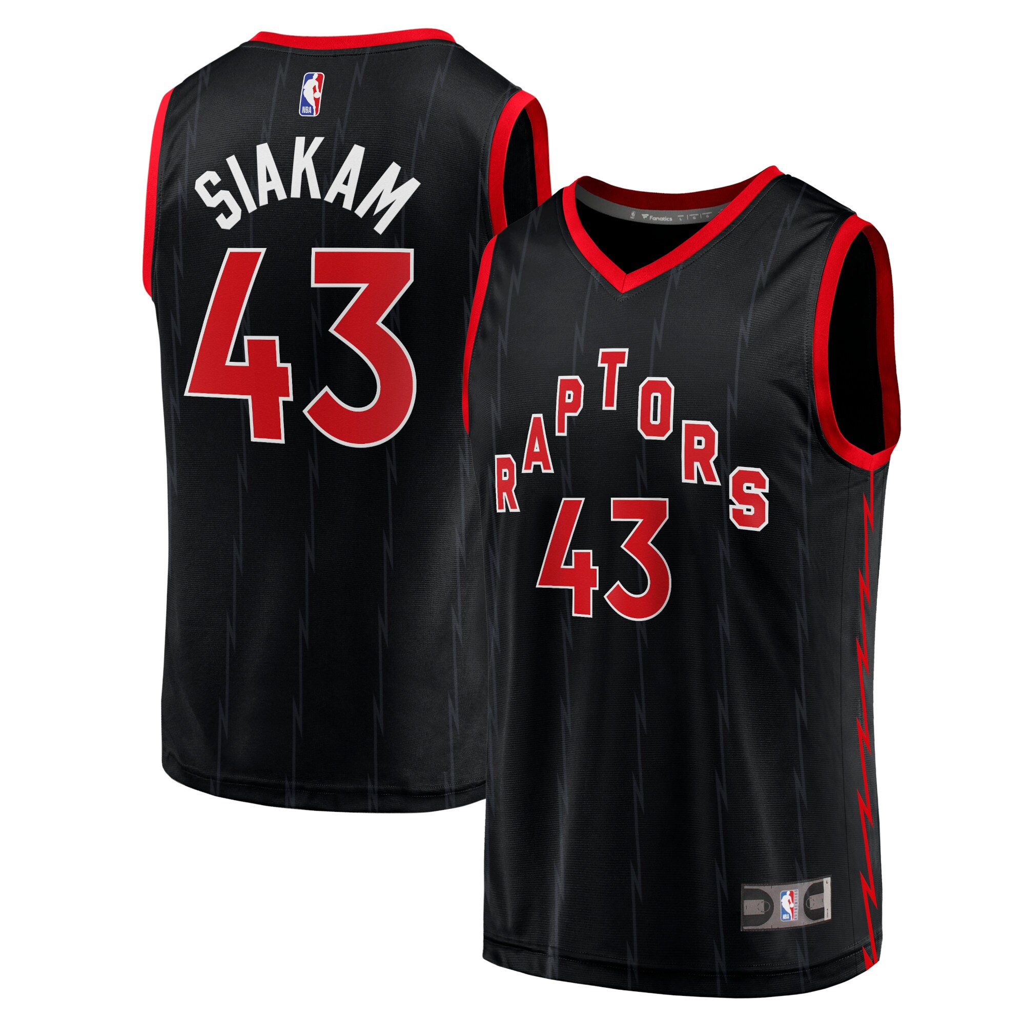 Alternative view of Pascal Siakam Toronto Raptors Fanatics Branded 2020/21 Fast Break Replica Jersey Black - Statement Edition