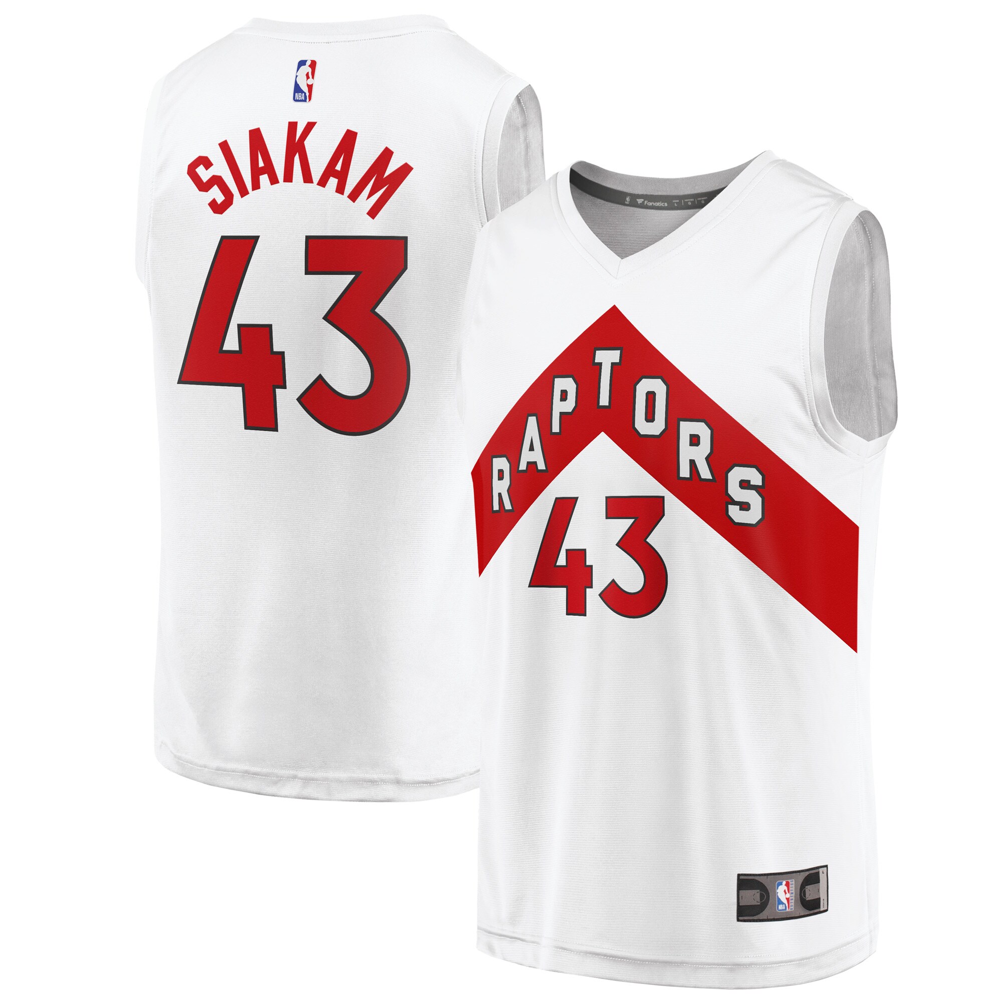 Alternative view of Pascal Siakam Toronto Raptors Fanatics Branded 2020/21 Fast Break Replica Player Jersey White - Association Edition