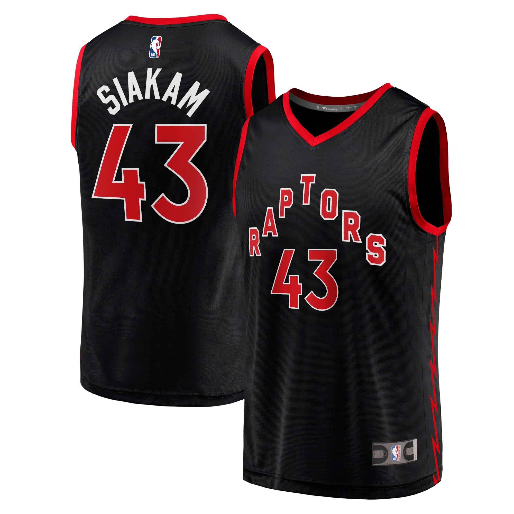 Alternative view of Pascal Siakam Toronto Raptors Fanatics Branded Youth 2020/21 Fast Break Player Jersey - Black - Statement Edition