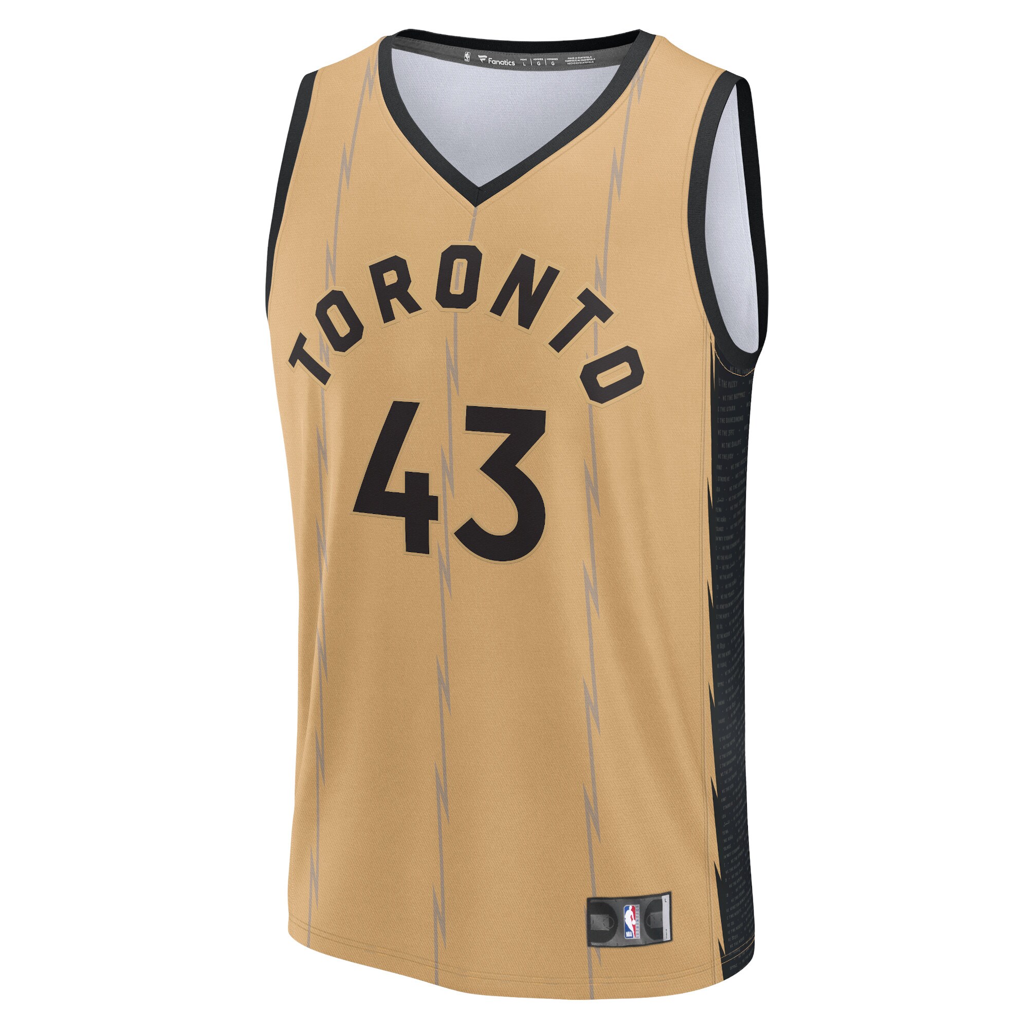 Alternative view of Pascal Siakam Toronto Raptors Fanatics Fast Break Jersey - Gold - City Edition