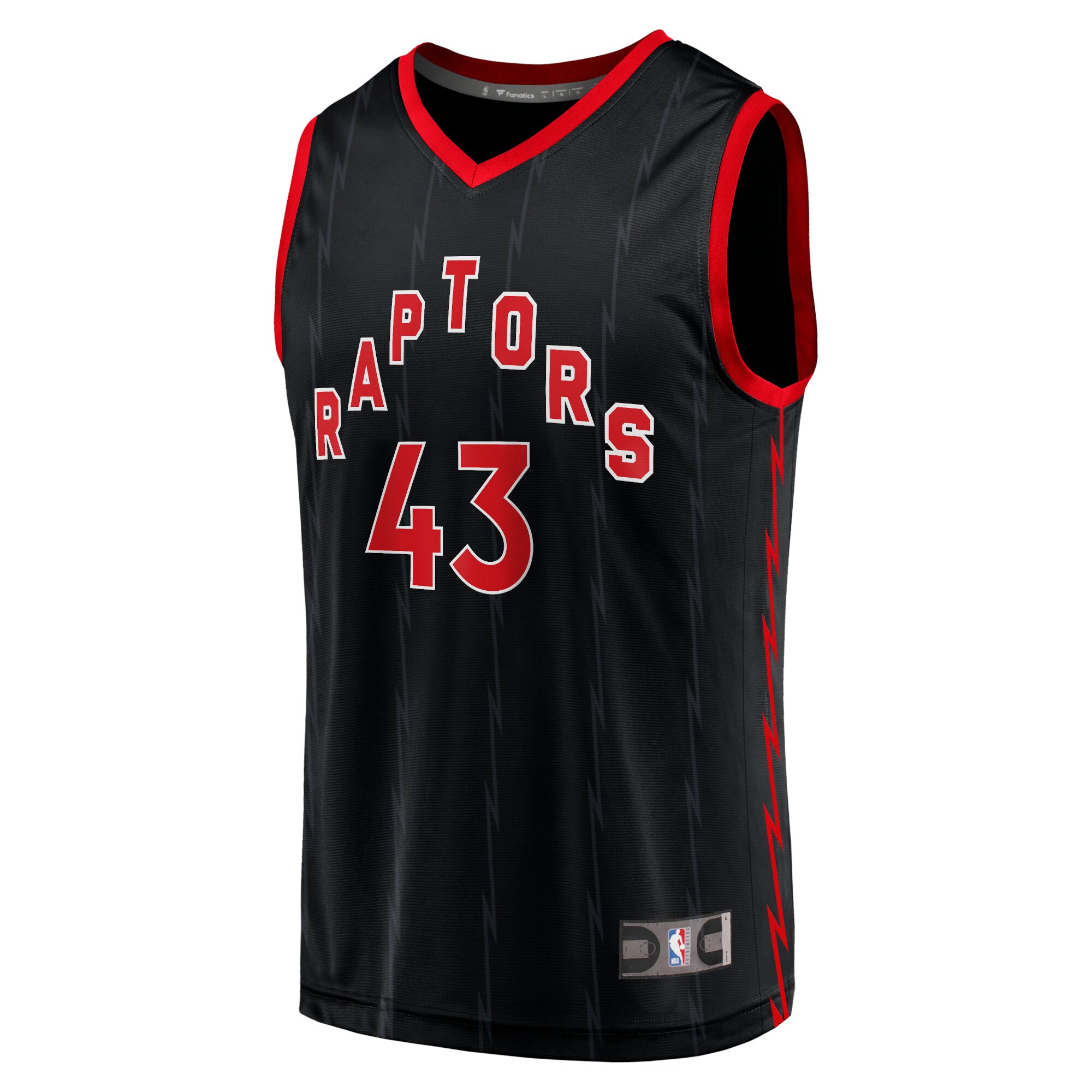 Alternative view of Pascal Siakam Toronto Raptors Fanatics Fast Break Replica Jersey Black - Statement Edition