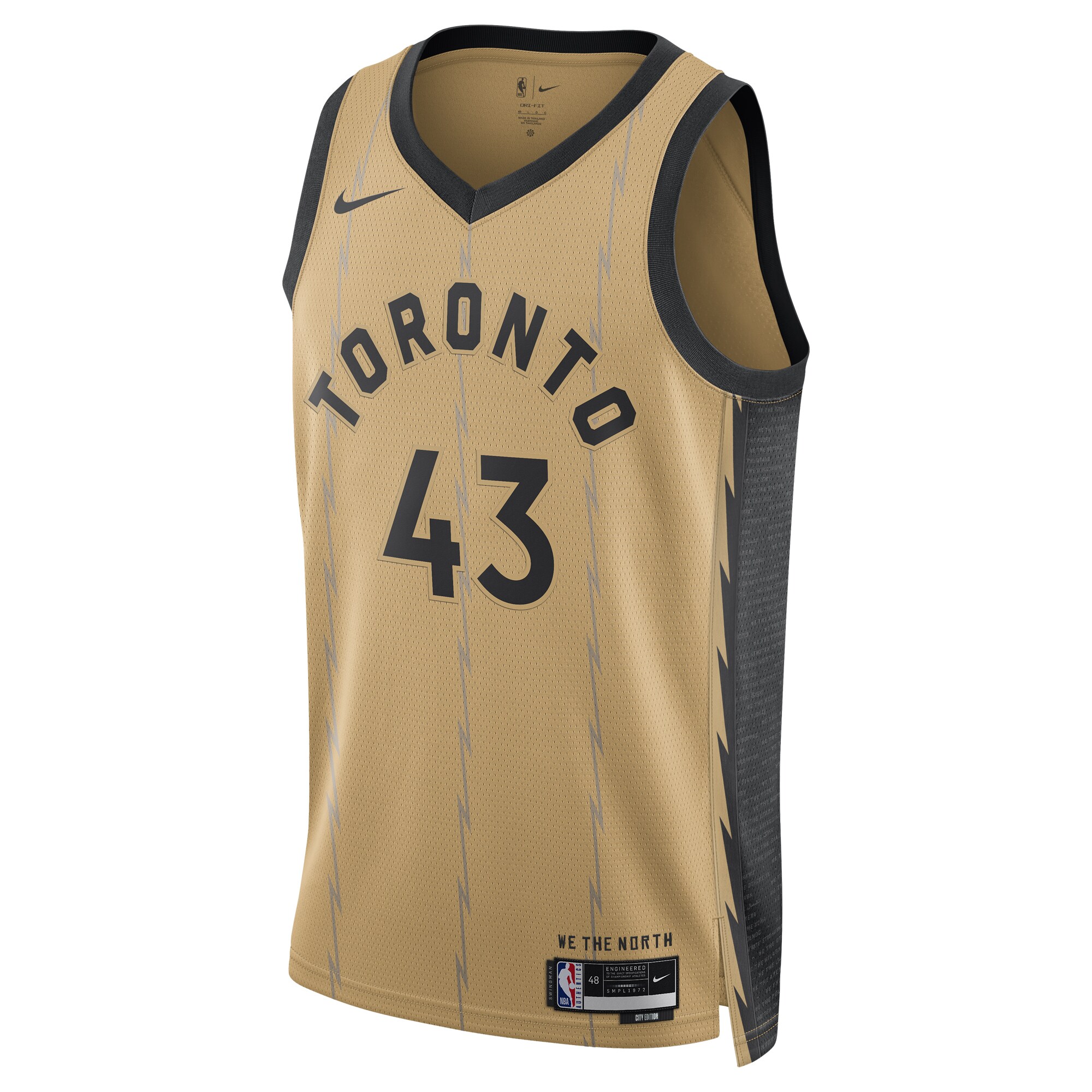 Alternative view of Pascal Siakam Toronto Raptors Unisex 2023/24 Swingman Jersey - Gold - City Edition