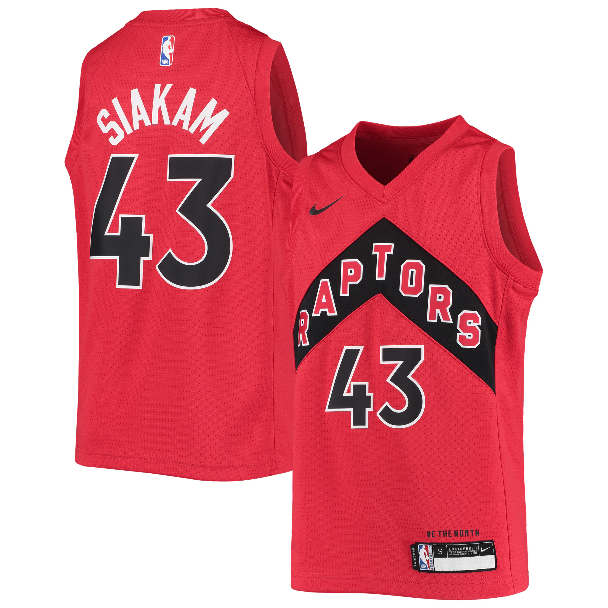 Alternative view of Pascal Siakam Toronto Raptors Youth 2020/21 Swingman Jersey - Red - Icon Edition