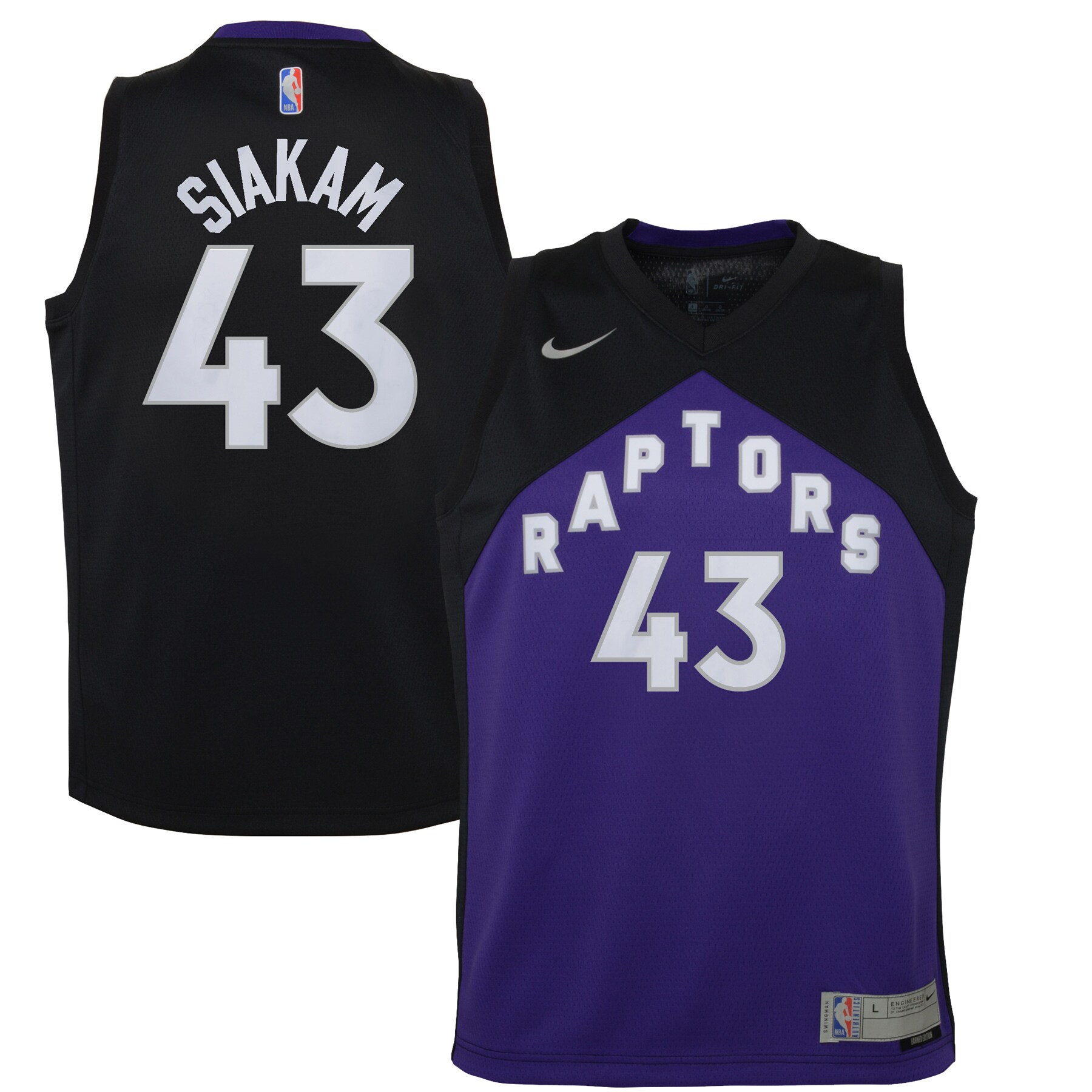 Pascal Siakam Toronto Raptors Youth 2020/21 Swingman Player Jersey Black/purple – Earned Edition