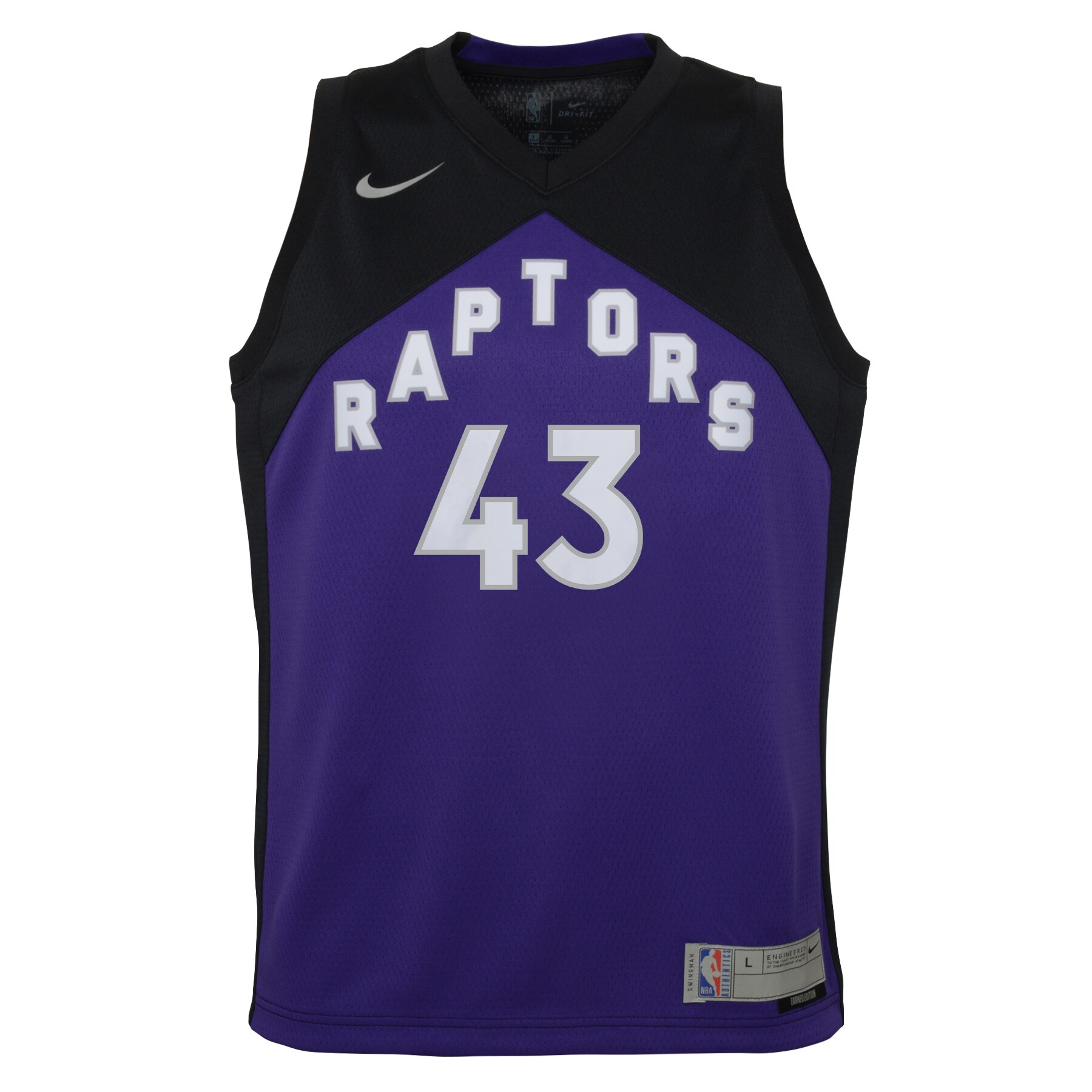 Alternative view of Pascal Siakam Toronto Raptors Youth 2020/21 Swingman Player Jersey Black/purple – Earned Edition