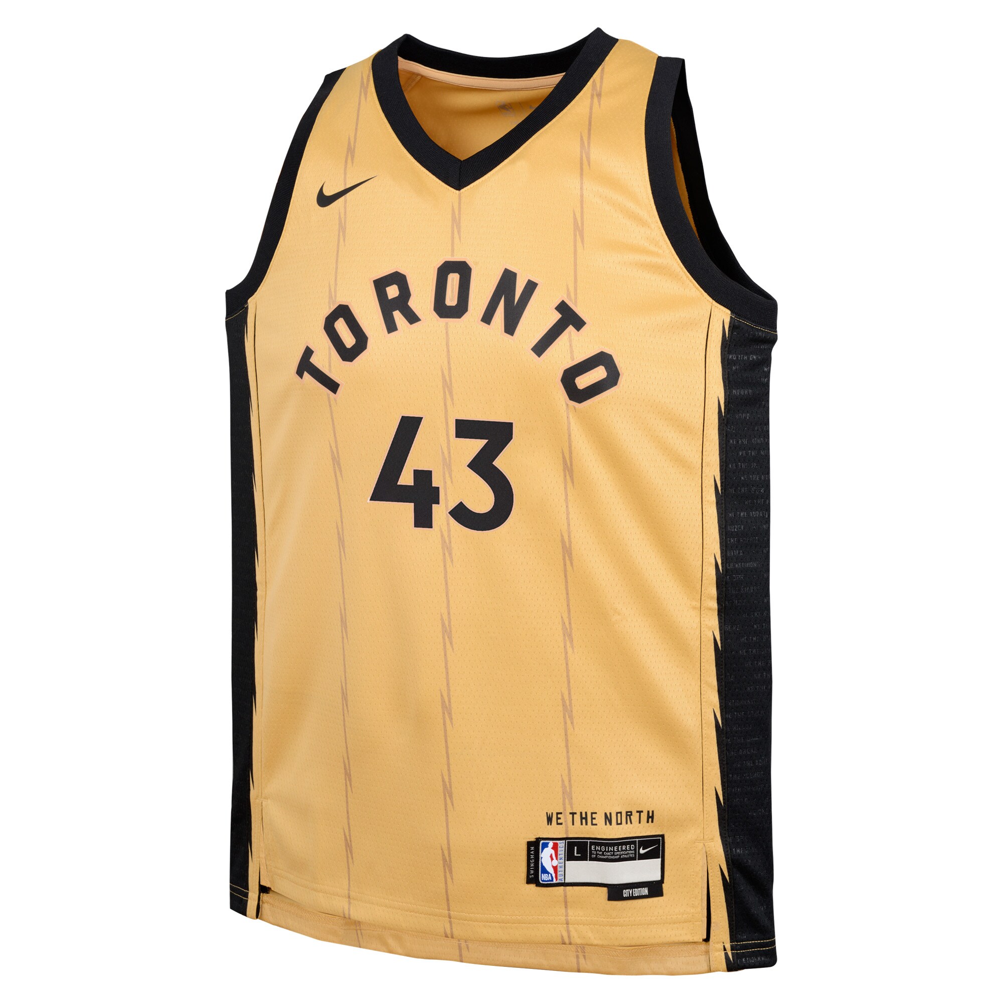 Alternative view of Pascal Siakam Toronto Raptors Youth Swingman Replica Jersey - City Edition - Gold