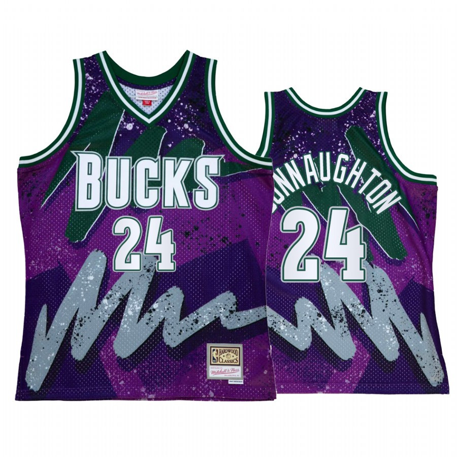 Pat Connaughton 24 Milwaukee Bucks Hyper Hoop Purple Throwback 90s Jersey - JS116 