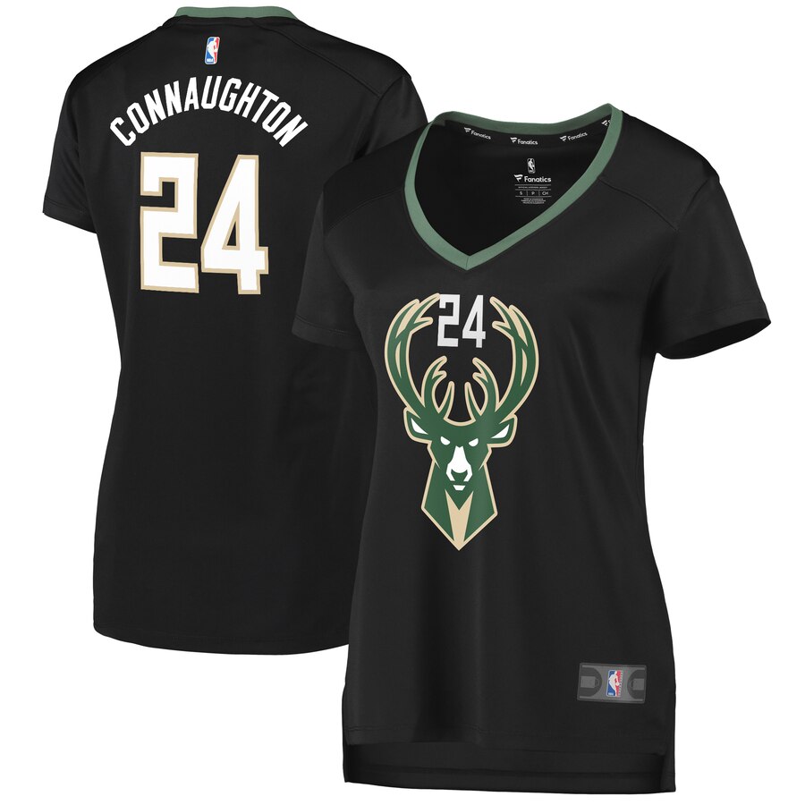 Pat Connaughton Milwaukee Bucks Fanatics Branded Women's Fast Break Replica Player Jersey - Statement Edition - Black