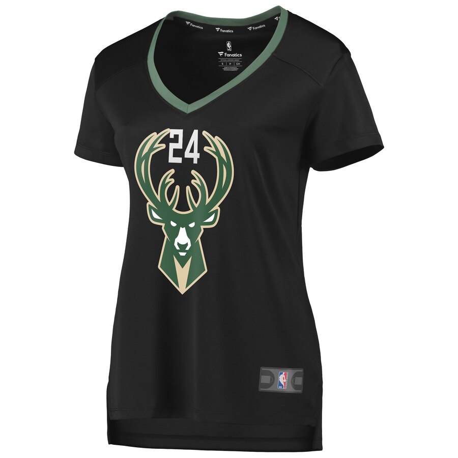 Alternative view of Pat Connaughton Milwaukee Bucks Fanatics Branded Women's Fast Break Replica Player Jersey - Statement Edition - Black