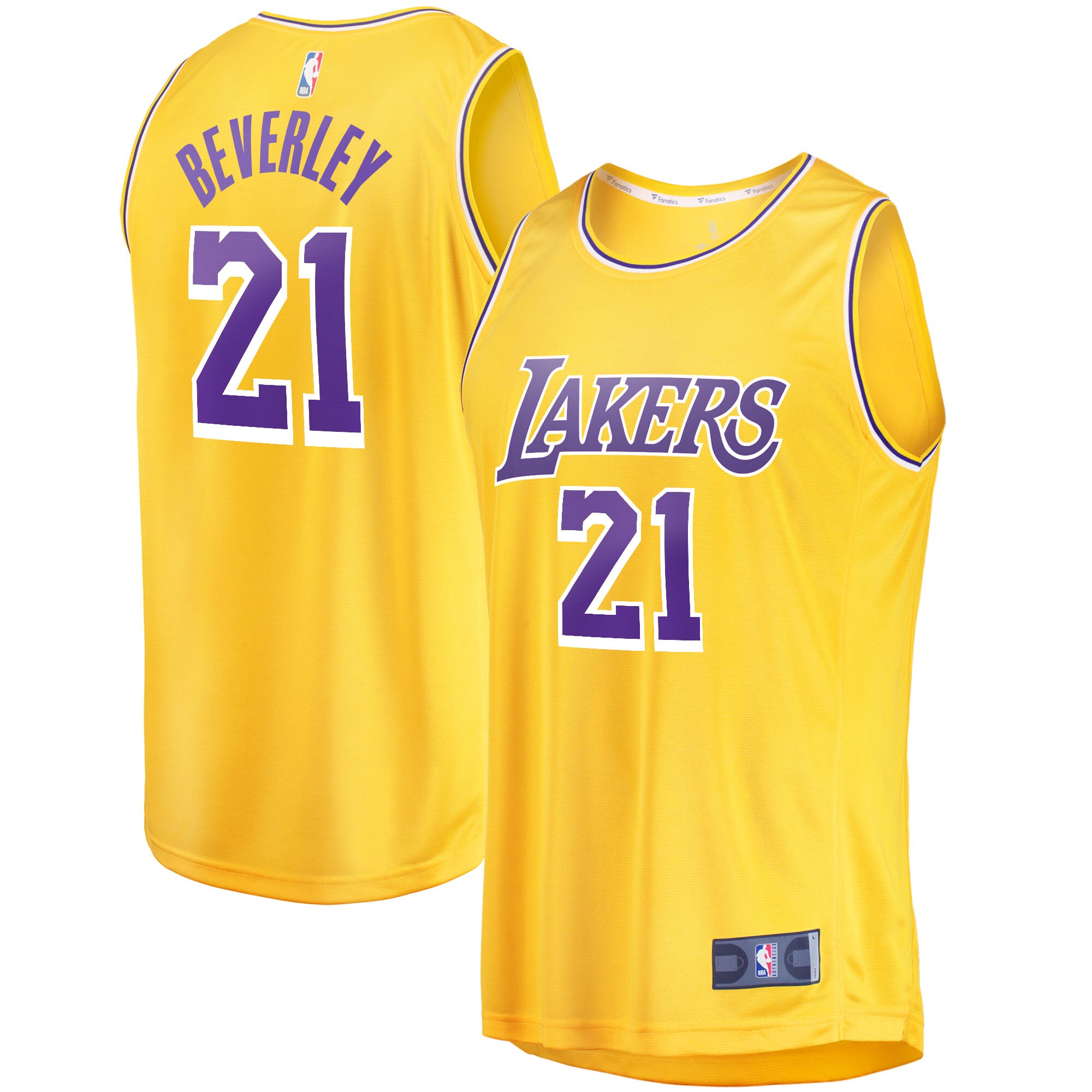 Alternative view of Patrick Beverly Los Angeles Lakers Fanatics Branded Fast Break Replica Jersey - Icon Edition - Gold