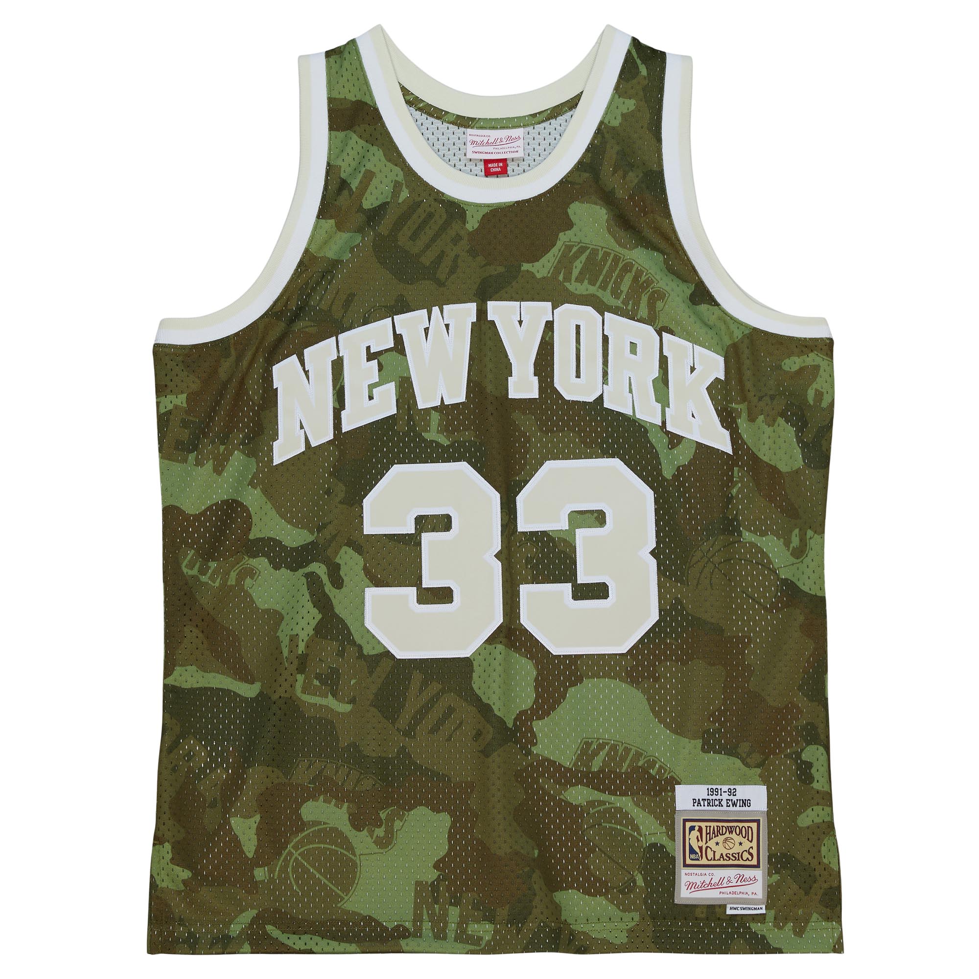 Alternative view of Patrick Ewing New York Knicks Mitchell & Ness Hardwood Classics 1991/92 Ghost Green Swingman Jersey - Camo