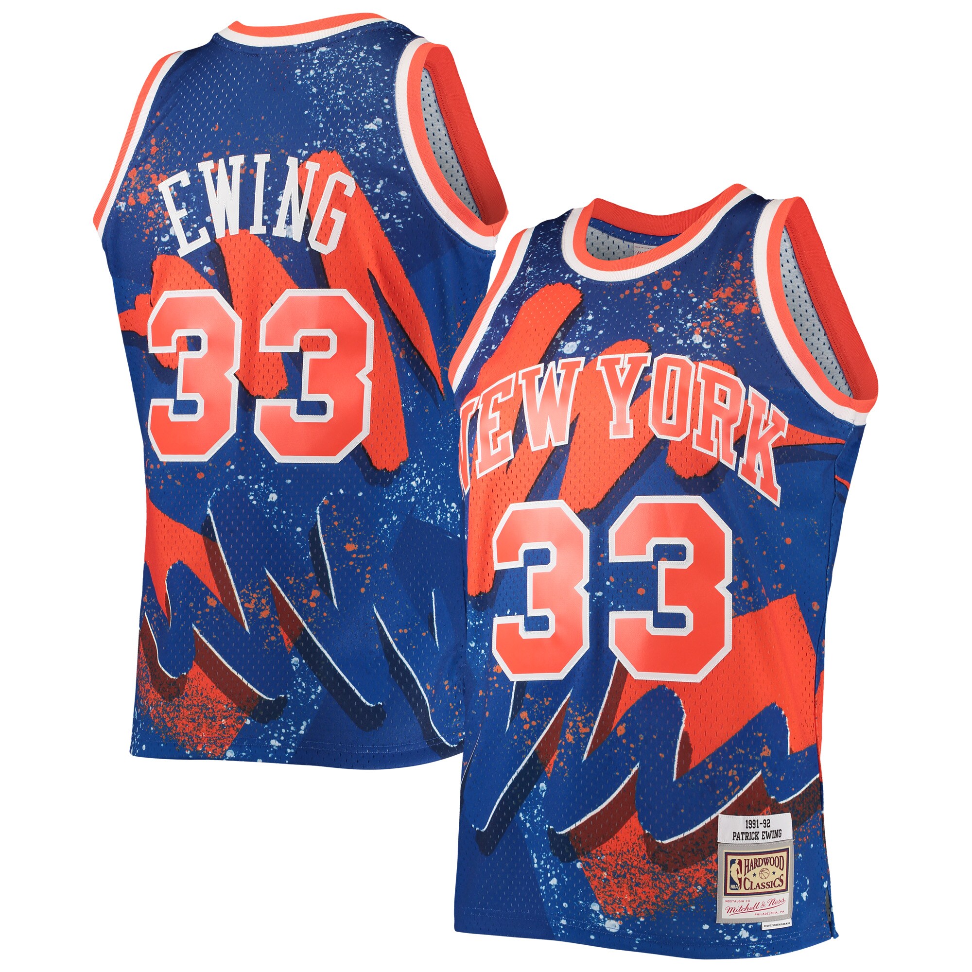 Alternative view of Patrick Ewing New York Knicks Mitchell & Ness Hardwood Classics 1991/92 Hyper Hoops Swingman Jersey - Blue