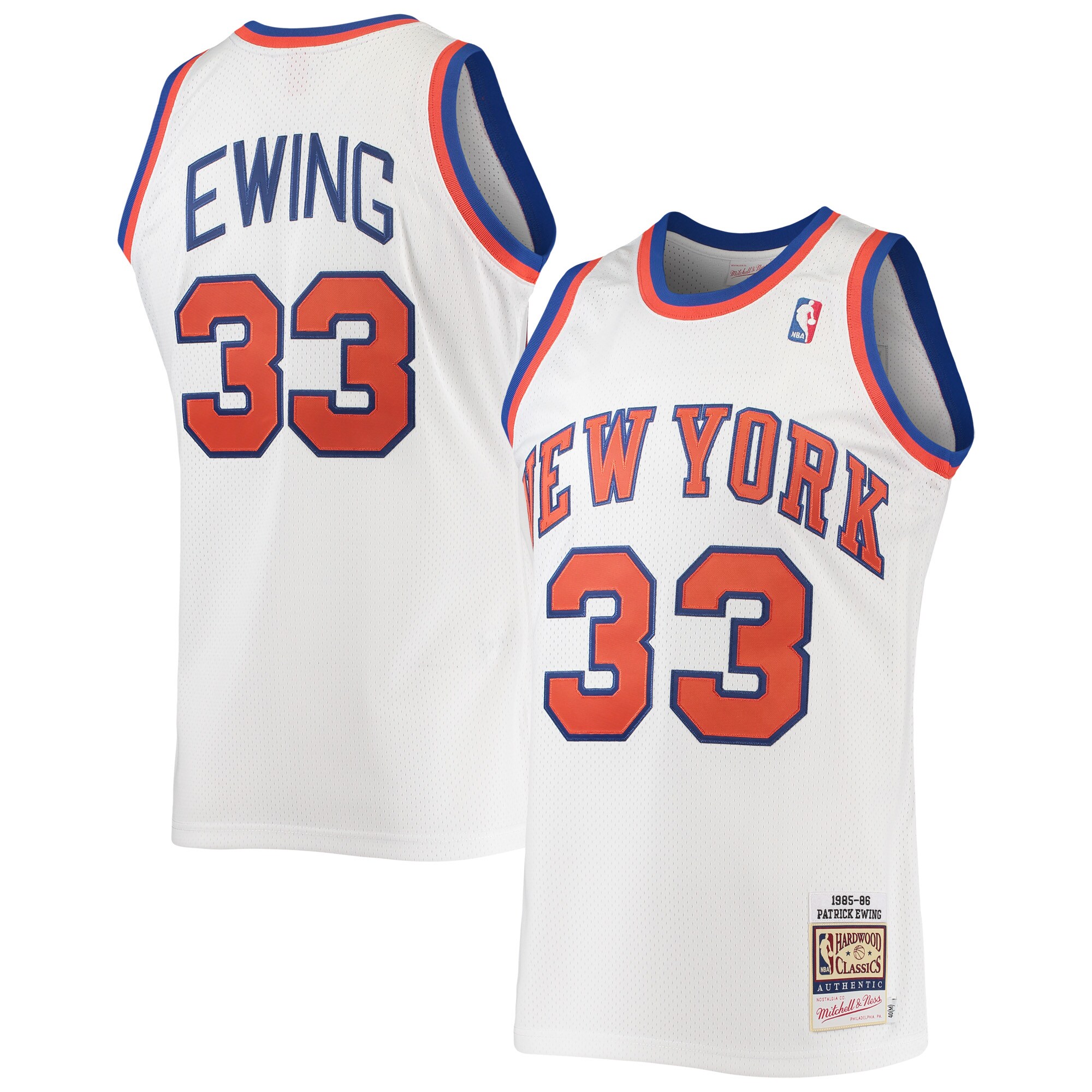Alternative view of Patrick Ewing New York Knicks Mitchell & Ness Hardwood Classics Authentic 1985 Jersey - White