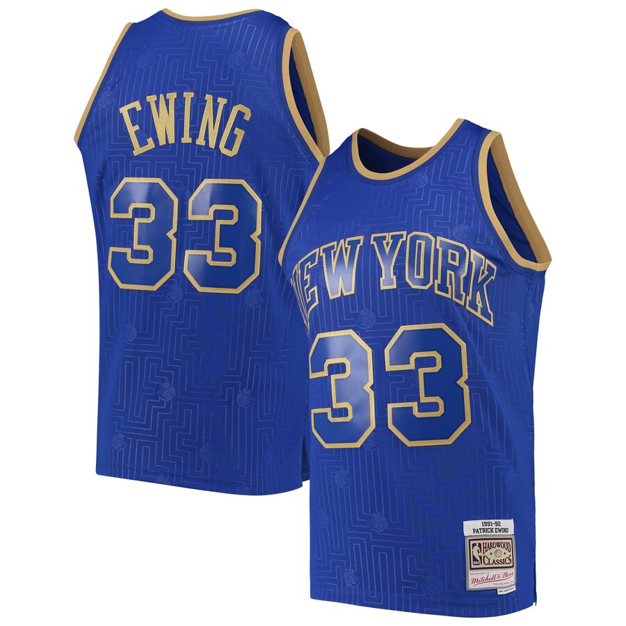 Patrick Ewing New York Knicks Mitchell & Ness 1991-92 Hardwood Classics Chinese New Year Swingman Jersey – Blue – Jsfangear Jersey Store