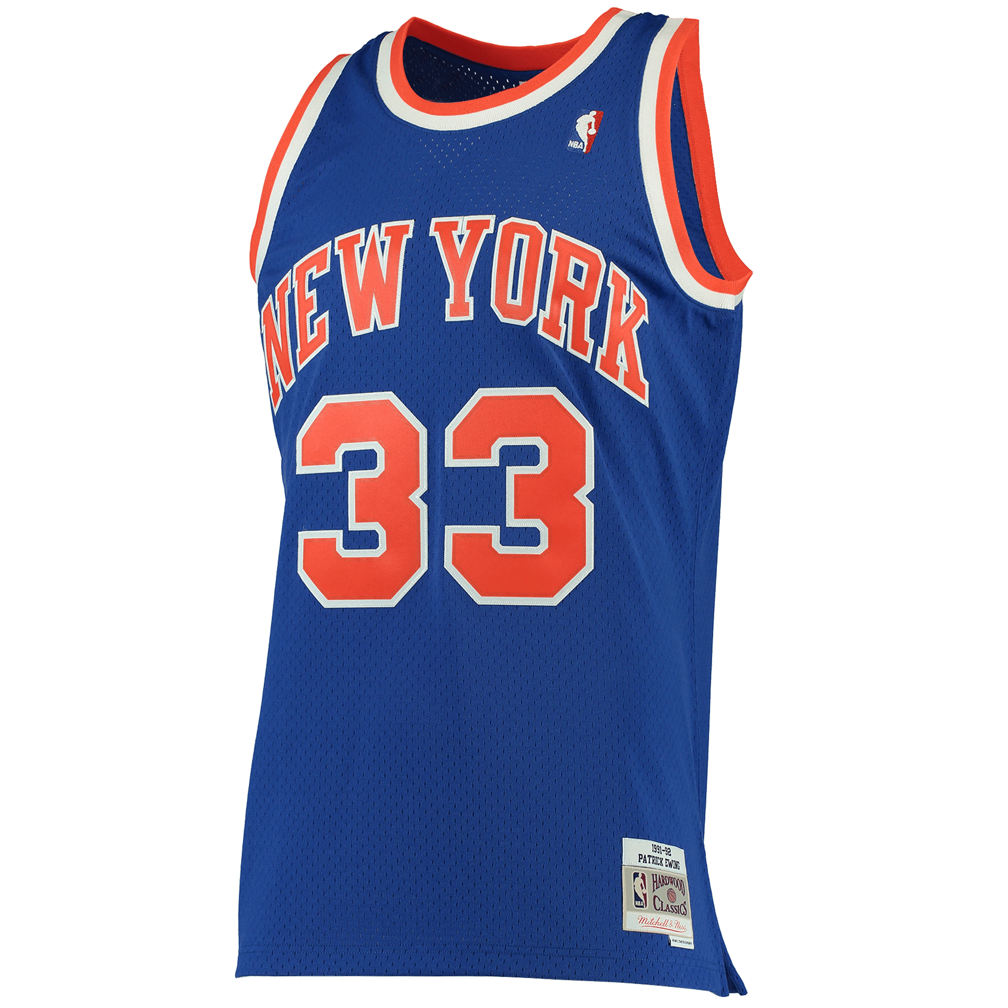 Alternative view of Patrick Ewing New York Knicks Mitchell & Ness 1991-92 Hardwood Classics Swingman Jersey - Blue Jersey - JS985 