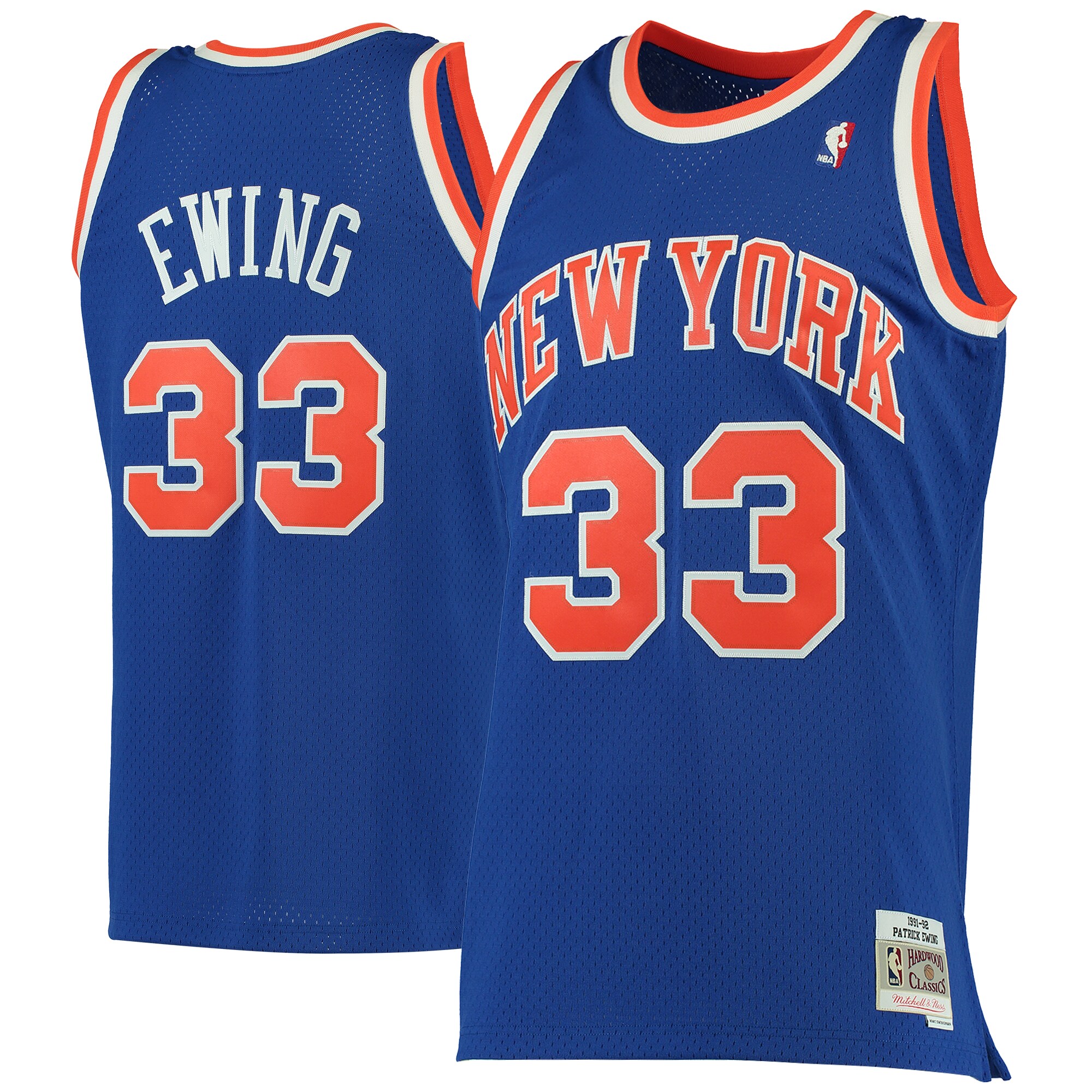 Alternative view of Patrick Ewing New York Knicks Mitchell & Ness 1991/92 Hardwood Classics Swingman Jersey - Blue