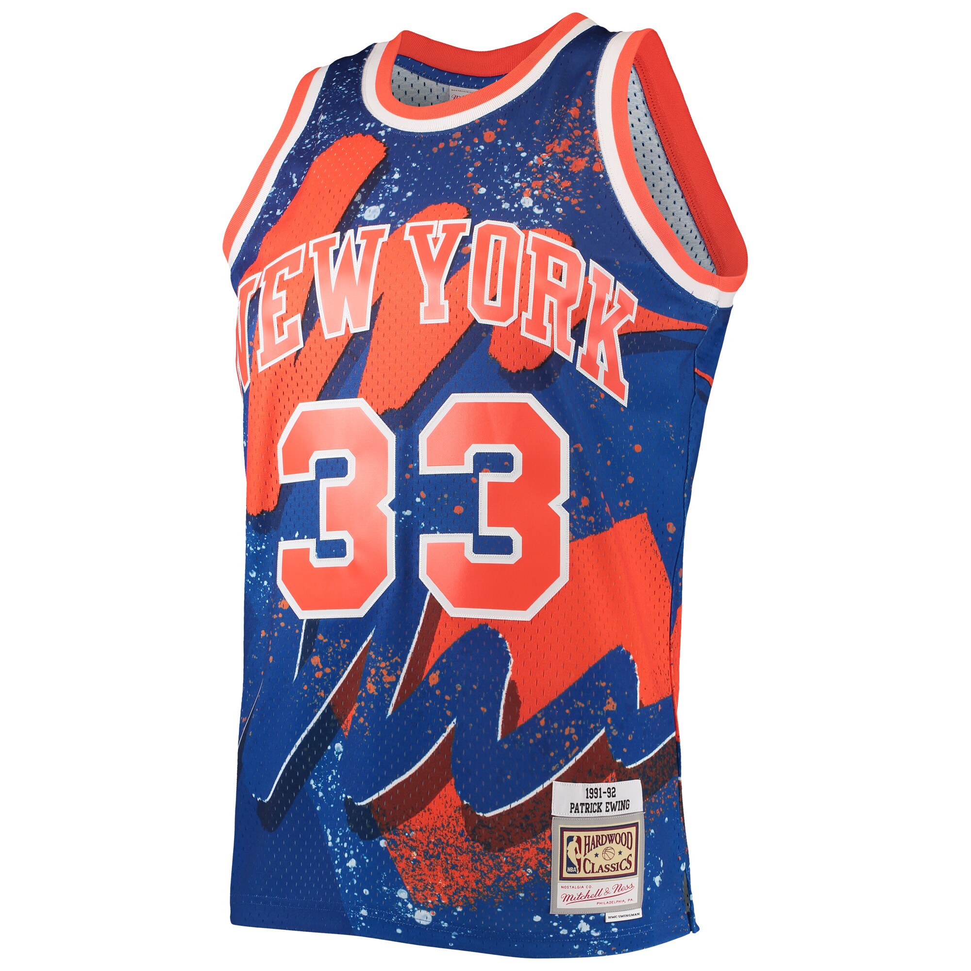 Alternative view of Patrick Ewing New York Knicks Mitchell & Ness Hardwood Classics 1991/92 Hyper Hoops Swingman Jersey - Blue