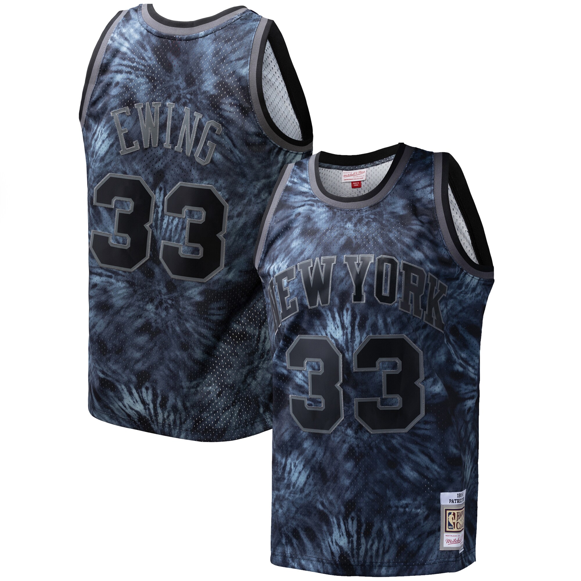 Alternative view of Patrick Ewing New York Knicks Mitchell & Ness Hardwood Classics 1991/92 Tie-dye Swingman Jersey - Black