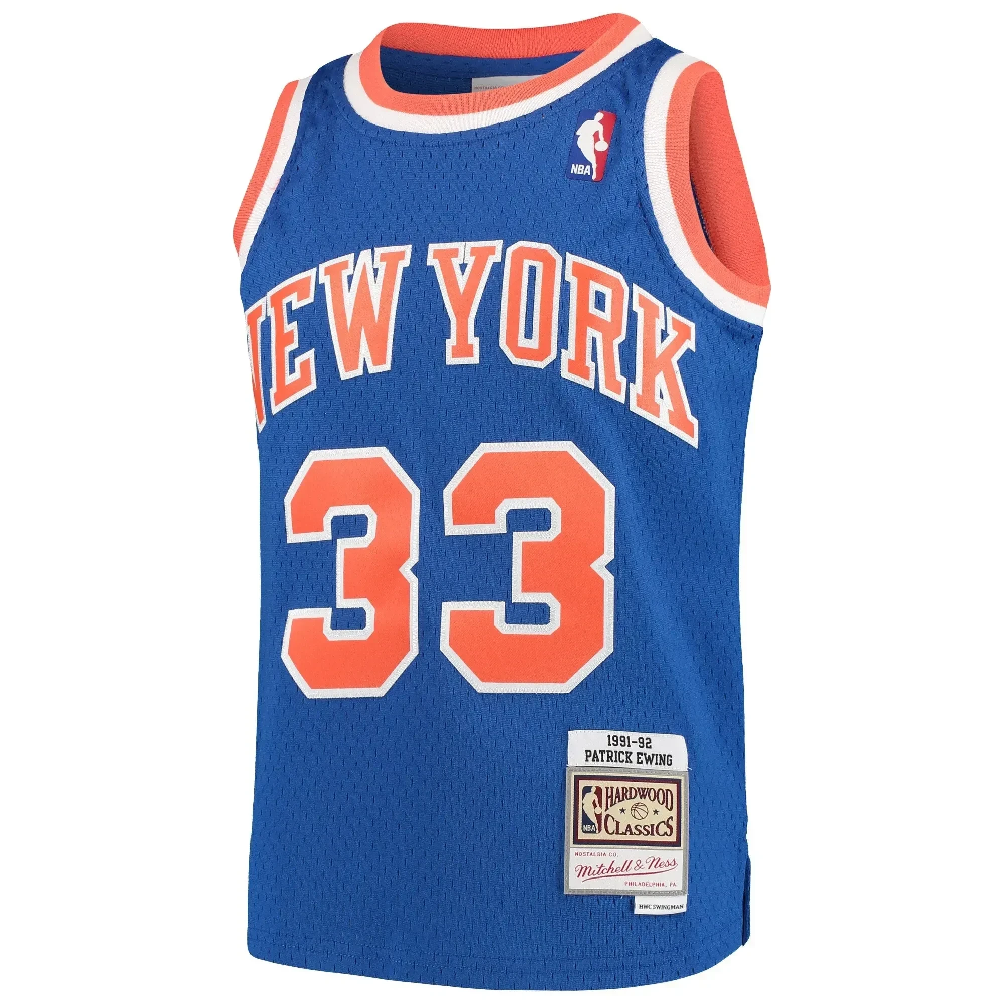 Alternative view of Patrick Ewing New York Knicks Mitchell & Ness Youth Hardwood Classics Swingman Throwback Jersey - Blue - JS452 