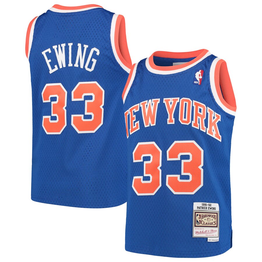 Patrick Ewing New York Knicks Mitchell & Ness Youth Hardwood Classics Swingman Throwback Jersey – Blue – Jsfangear Jersey Store