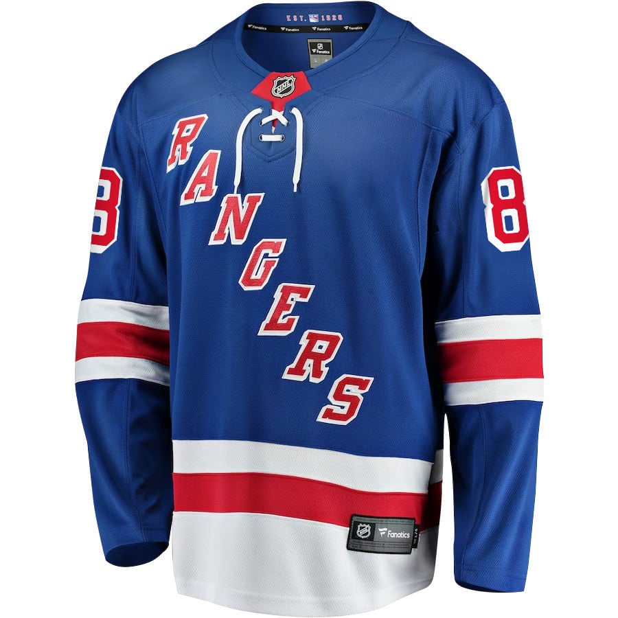 Alternative view of Patrick Kane 88 New York Rangers Home Breakaway Men Jersey - Blue - JS911 