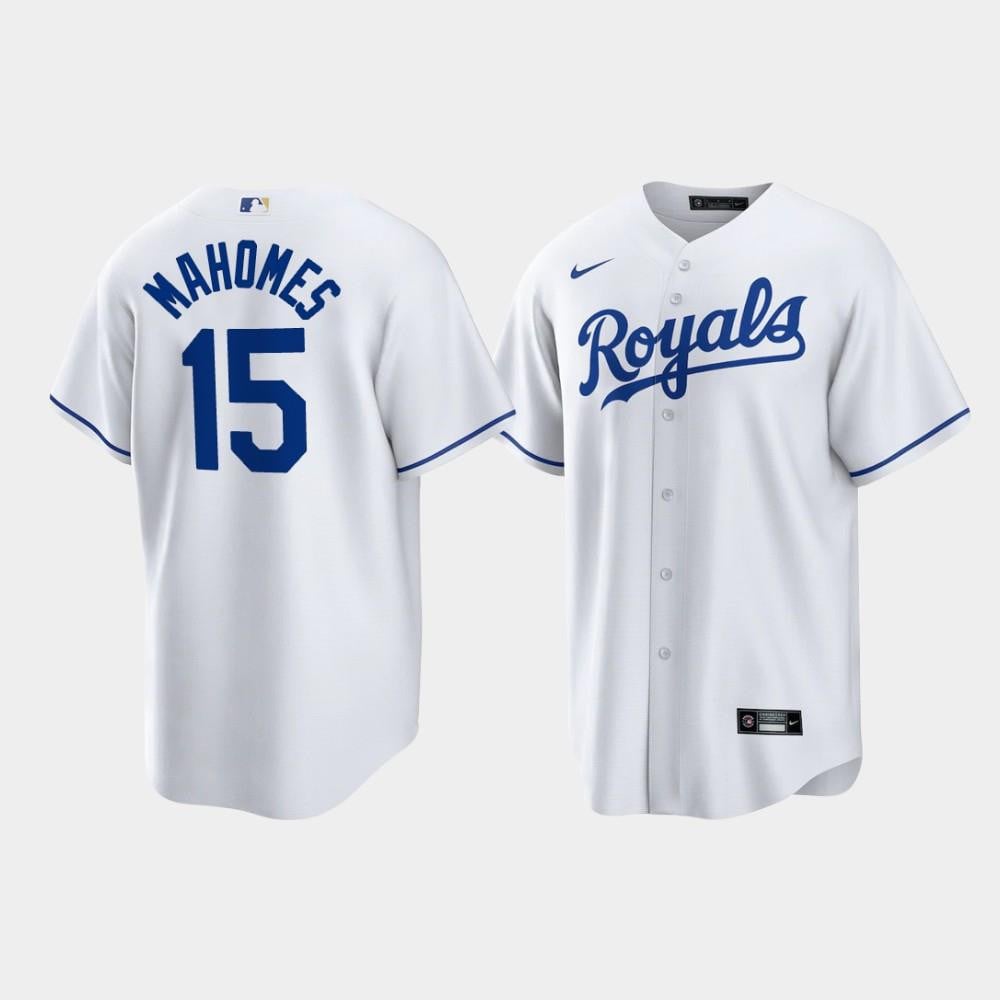 Patrick Mahomes 15 Kansas City Royals White Home Player Jersey Jersey 