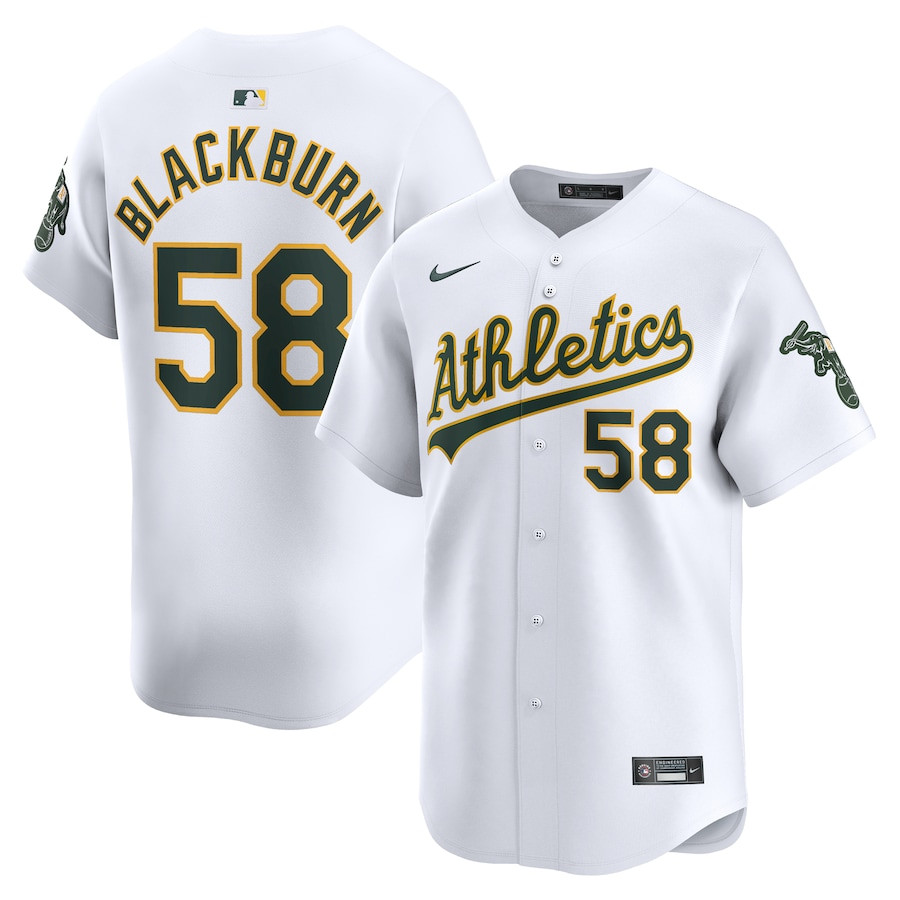 Paul Blackburn 58 Oakland Athletics Home Limited Player Men Jersey - White 