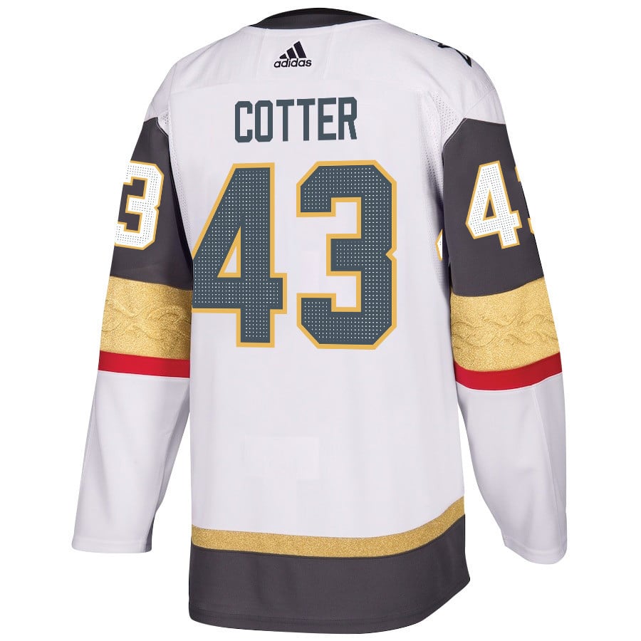 Alternative view of Paul Cotter 43 Vegas Golden Knights Stanley Cup 2023 Champions Patch Away Breakaway Men Jersey - White - JS237 