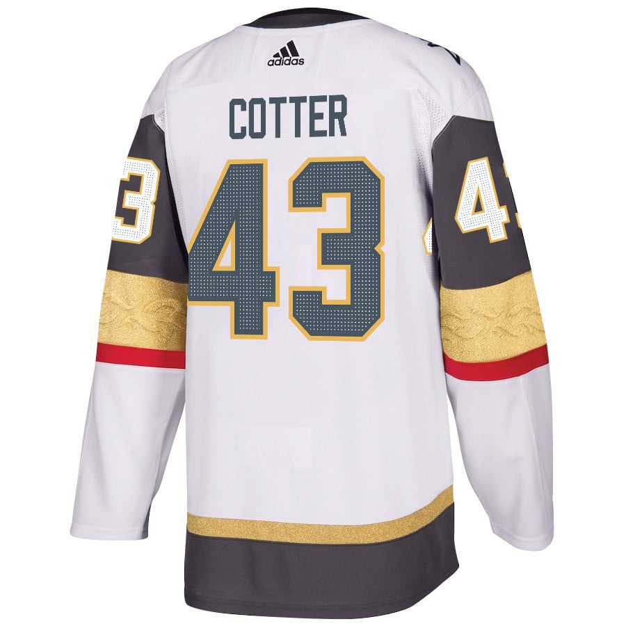 Alternative view of Paul Cotter 43 Vegas Golden Knights Stanley Cup 2023 Final Patch Away Breakaway Men Jersey - White - JS724 