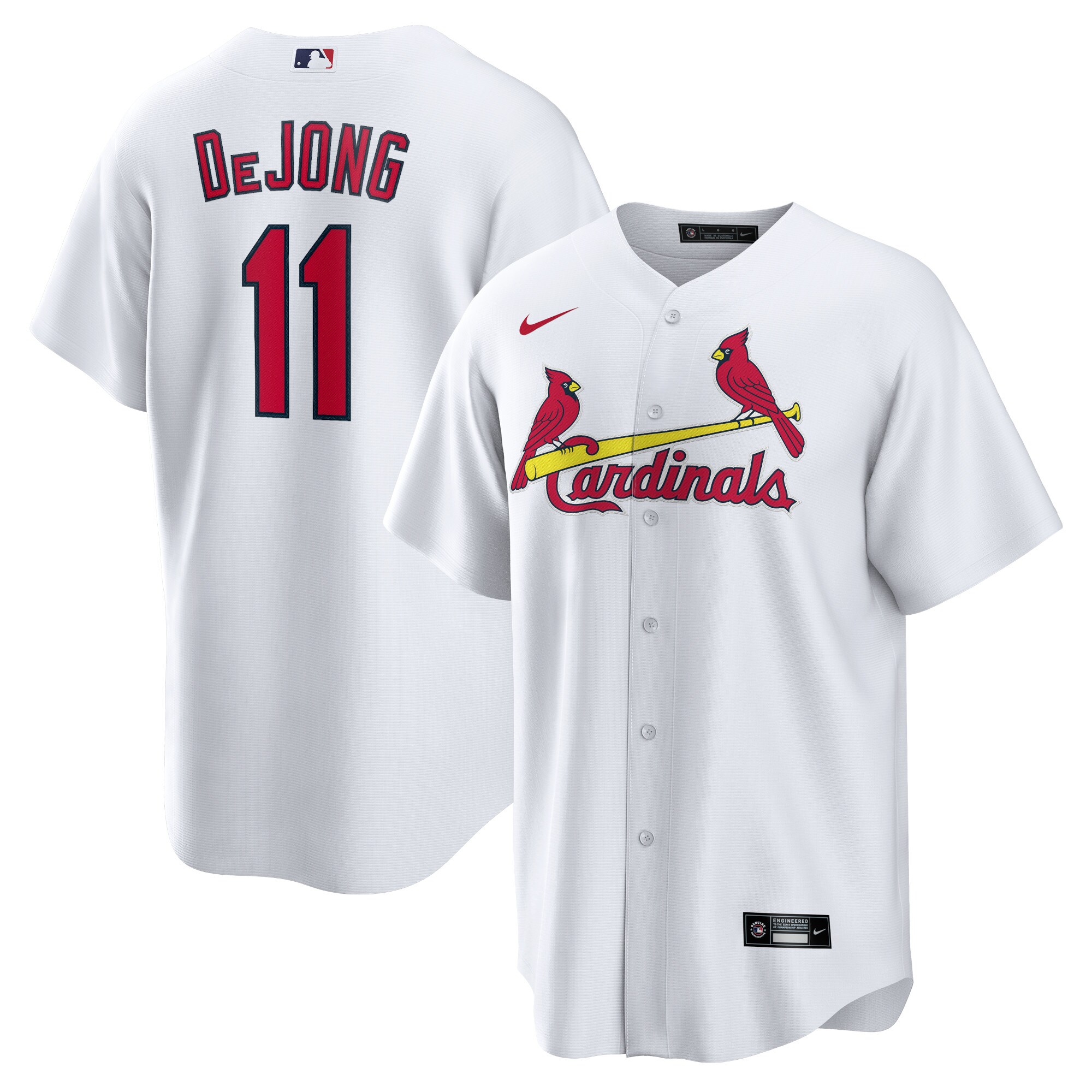 Alternative view of Paul Dejong St. Louis Cardinals Home Official Replica Player Jersey – White