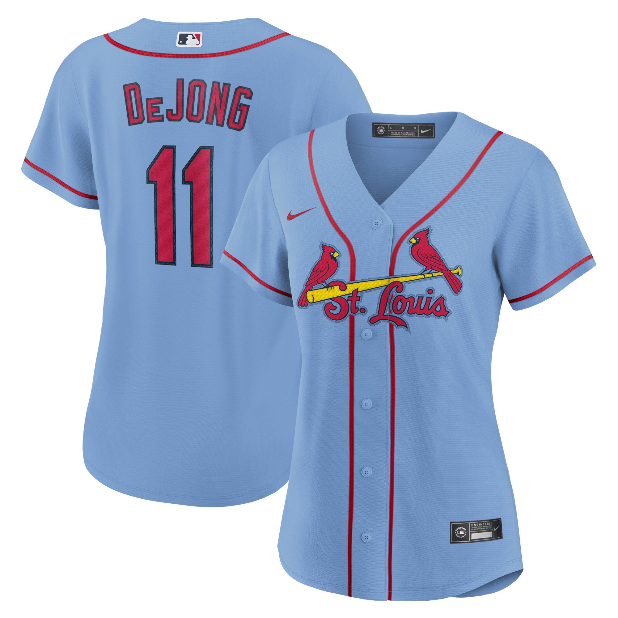 Alternative view of Paul Dejong St. Louis Cardinals Women's Alternate Replica Player Jersey - Light Blue