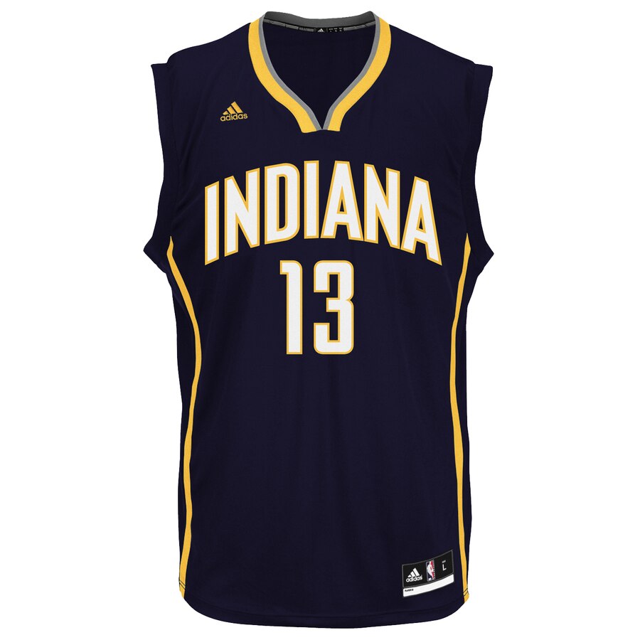 Alternative view of Paul George Indiana Pacers Adidas Youth Boy's Road Replica Jersey - Navy Blue