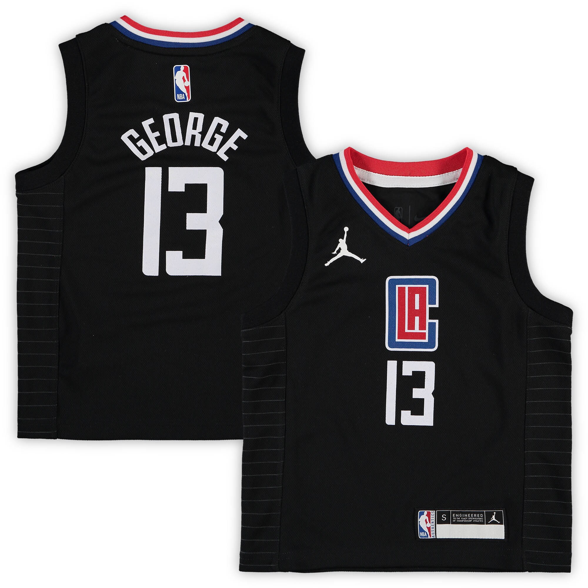 Alternative view of Paul George La Clippers Jordan Brand Preschool 2020/21 Fast Break Replica Jersey – Statement Edition – Black