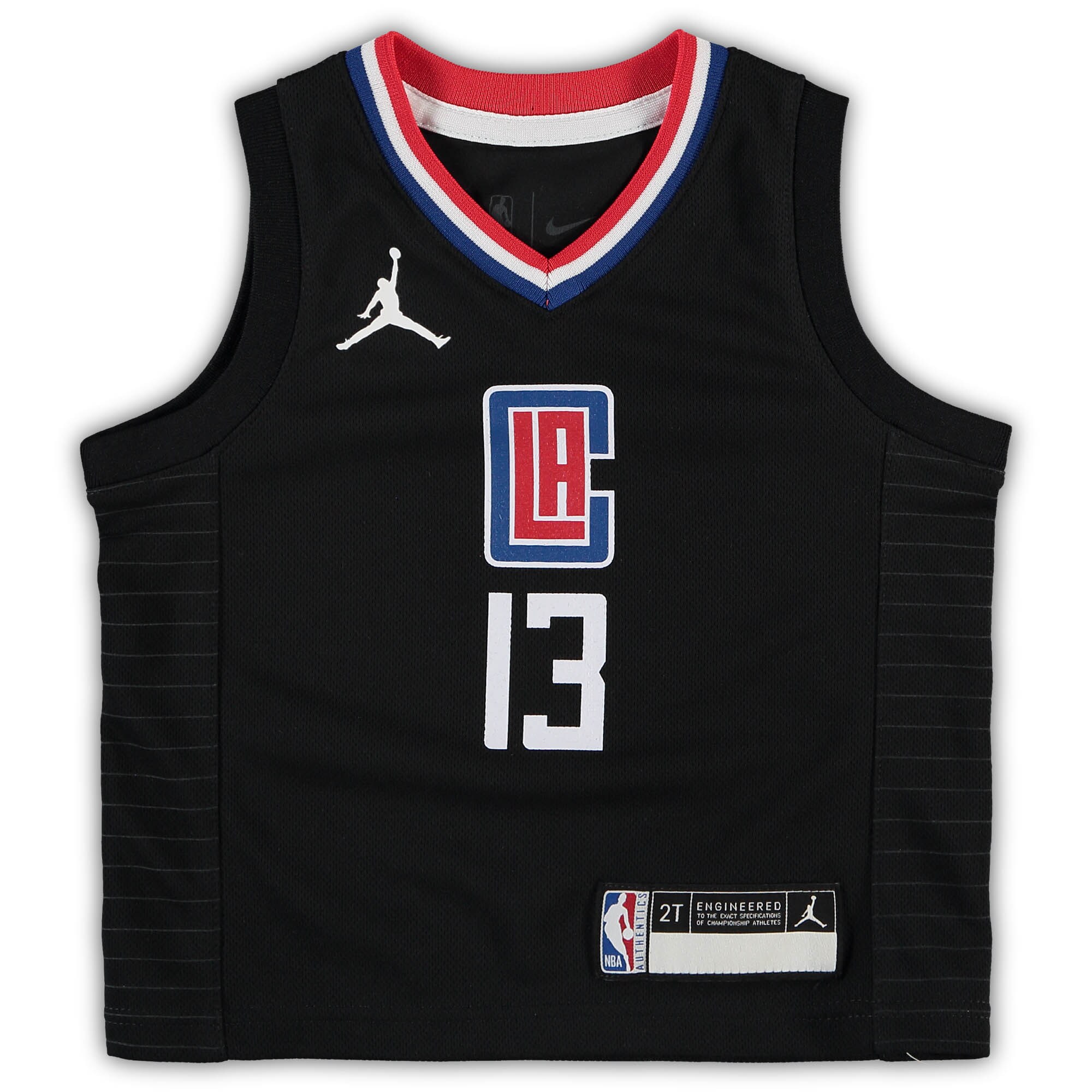Alternative view of Paul George La Clippers Jordan Brand Toddler 2020/21 Jersey - Black - Statement Edition