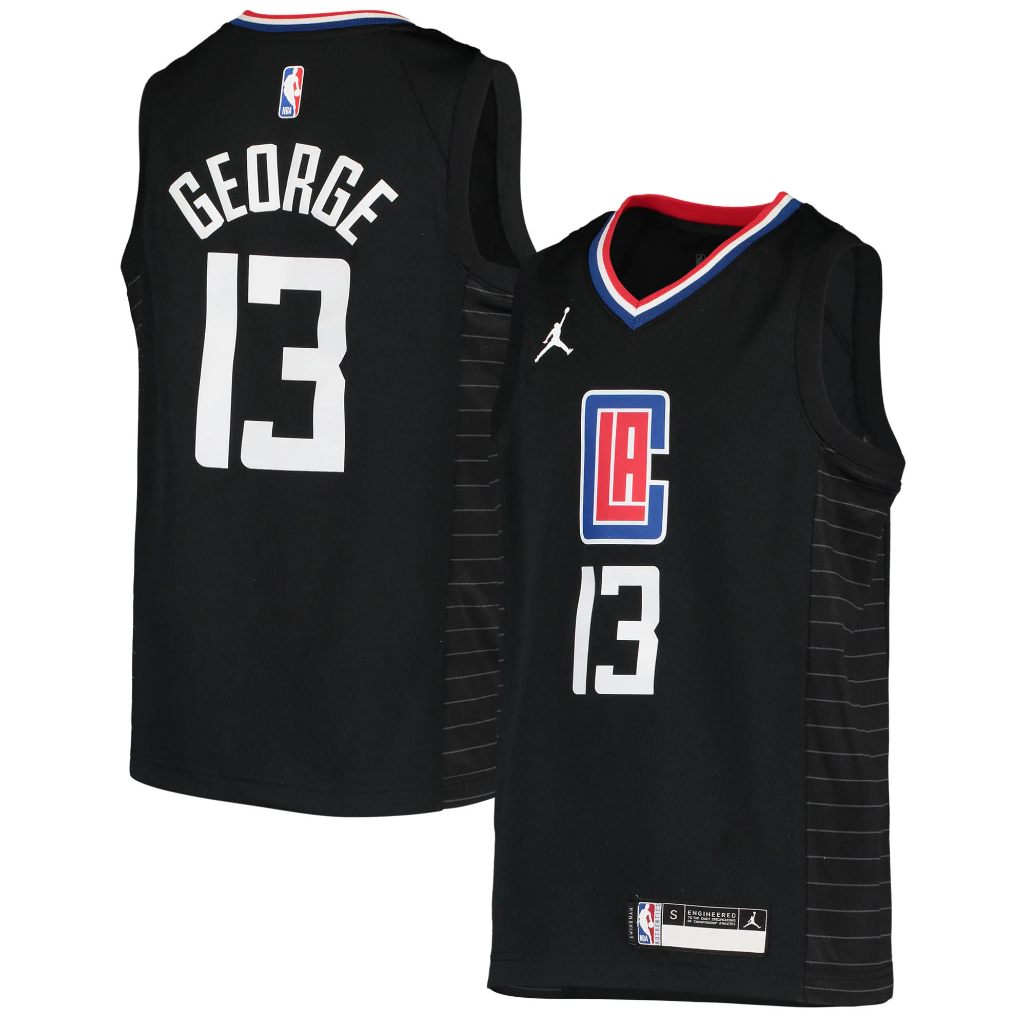 Paul George La Clippers Jordan Brand Youth 2020/21 Swingman Player Jersey – Black – Statement Edition