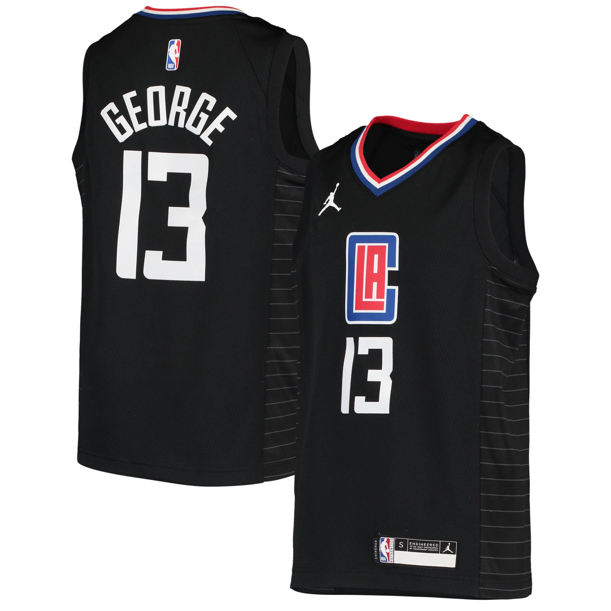 Alternative view of Paul George La Clippers Jordan Brand Youth 2020/21 Swingman Player Jersey – Black – Statement Edition