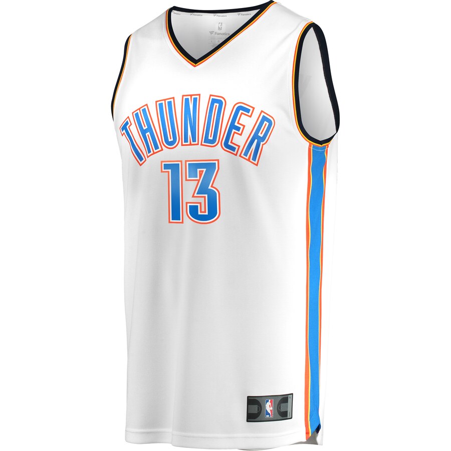 Alternative view of Paul George Oklahoma City Thunder Fanatics Branded Fast Break Replica Jersey White - Association Edition