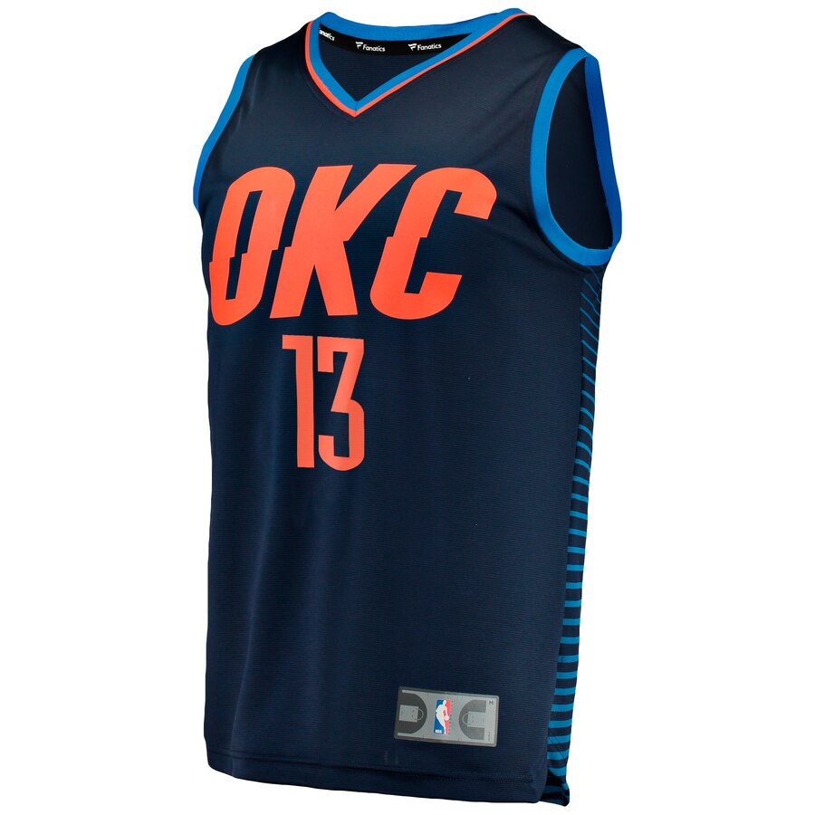 Alternative view of Paul George Oklahoma City Thunder Fanatics Branded Fast Break Replica Player Jersey - Statement Edition - Navy