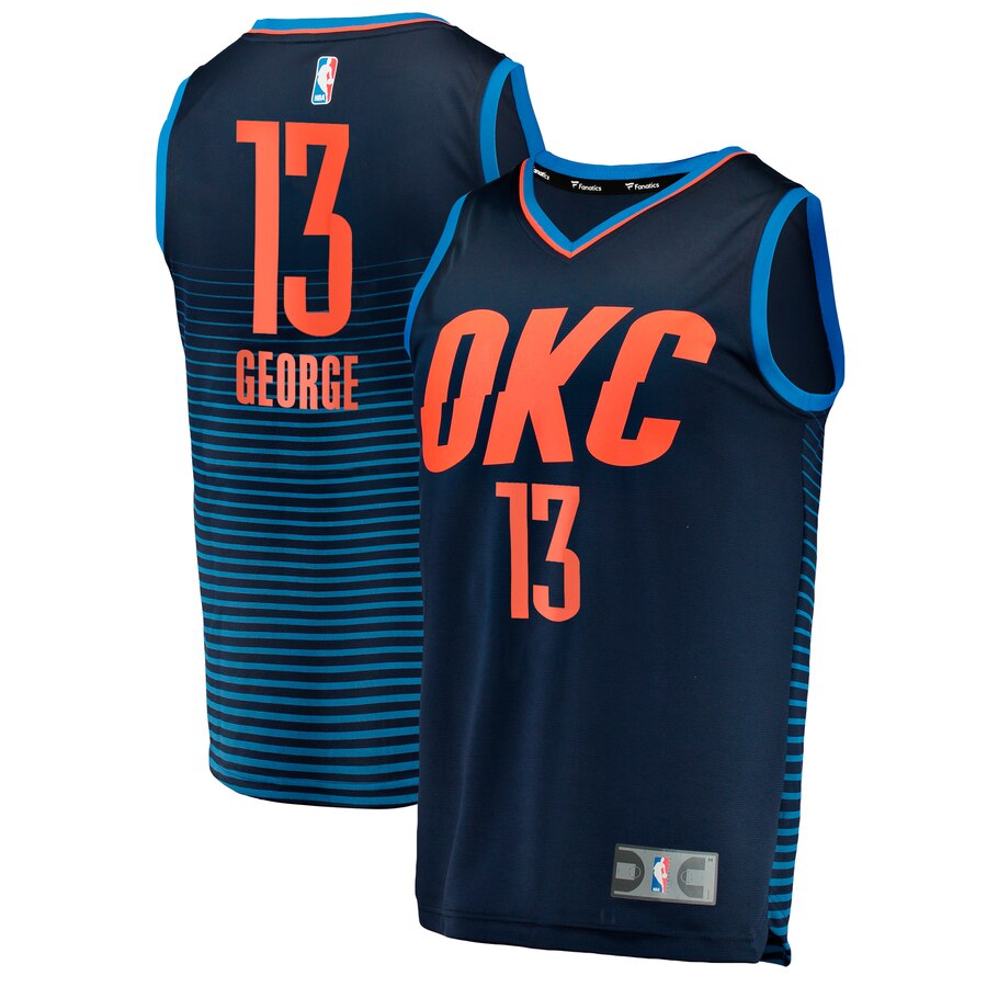 Paul George Oklahoma City Thunder Fanatics Branded Fast Break Replica Player Jersey - Statement Edition - Navy