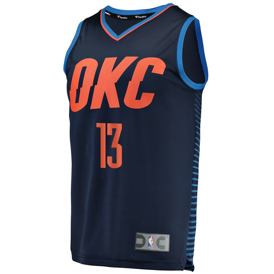Alternative view of Paul George Oklahoma City Thunder Fanatics Branded Youth Fast Break Team Replica Player Jersey - Statement Edition - Navy