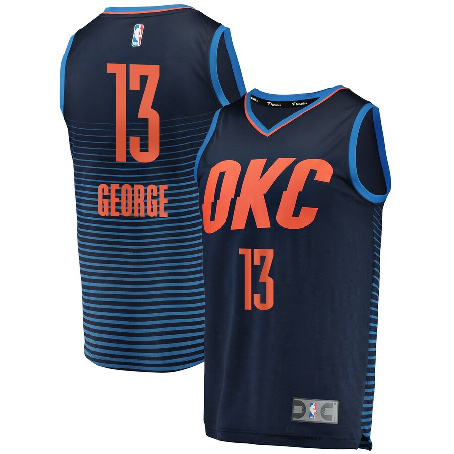Paul George Oklahoma City Thunder Fanatics Branded Youth Fast Break Team Replica Player Jersey - Statement Edition - Navy