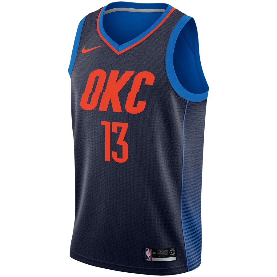 Alternative view of Paul George Oklahoma City Thunder Replica Swingman Jersey - Statement Edition - Navy