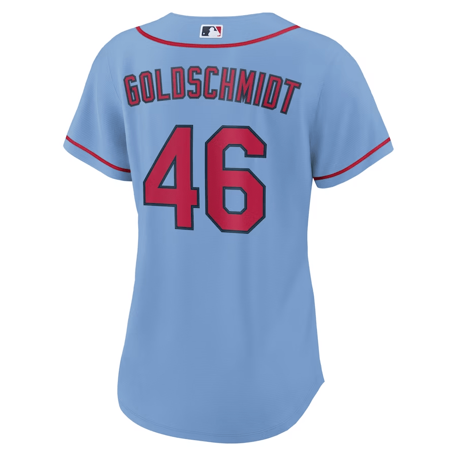 Alternative view of Paul Goldschmidt 46 St. Louis Cardinals Women Alternate Jersey - Light Blue 