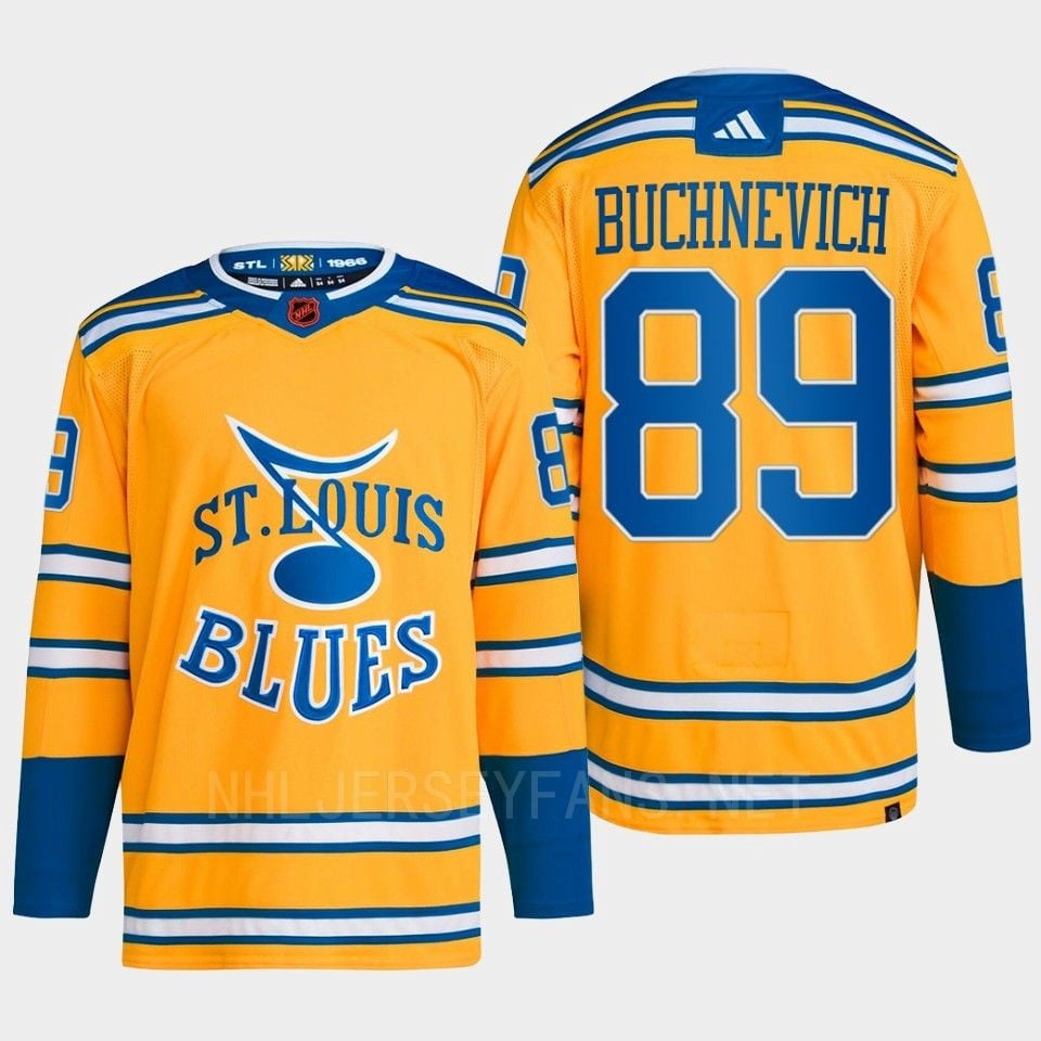 Pavel Buchnevich 89 Reverse Retro 2.0 2022 St. Louis Blues Yellow Jersey Primegreen - JS408 