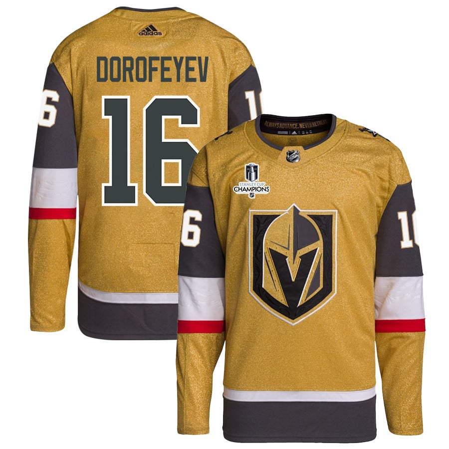 Pavel Dorofeyev 16 Vegas Golden Knights Stanley Cup 2023 Champions Patch Home Breakaway Men Jersey - Gold - JS371 